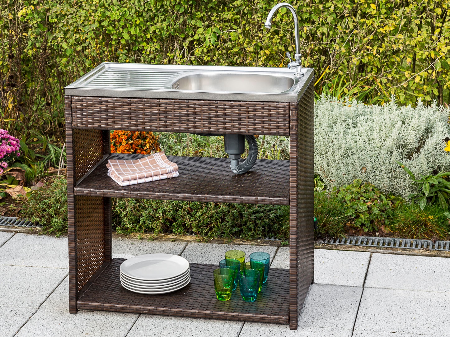 HANSE GARTENLAND Pflanztisch, mit Edelstahlspüle und Wasserhahn, BxTxH: 90x46x91 cm
