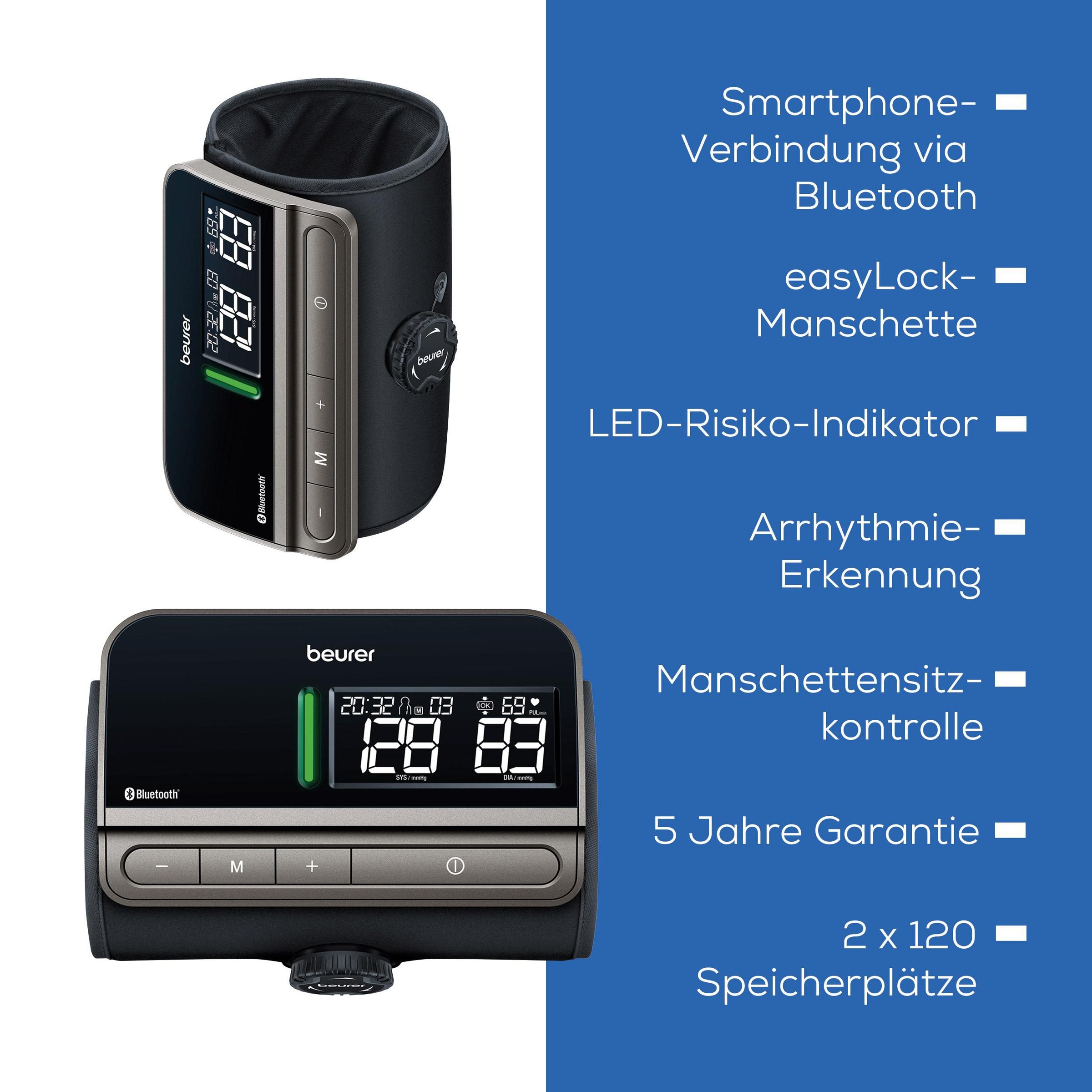 BEURER Oberarm-Blutdruckmessgerät »BM 81 easyLock für einfache Messung ohne Kabel und Schläuche«, Manschette anlegen, festdrehen und direkt die Messung starten