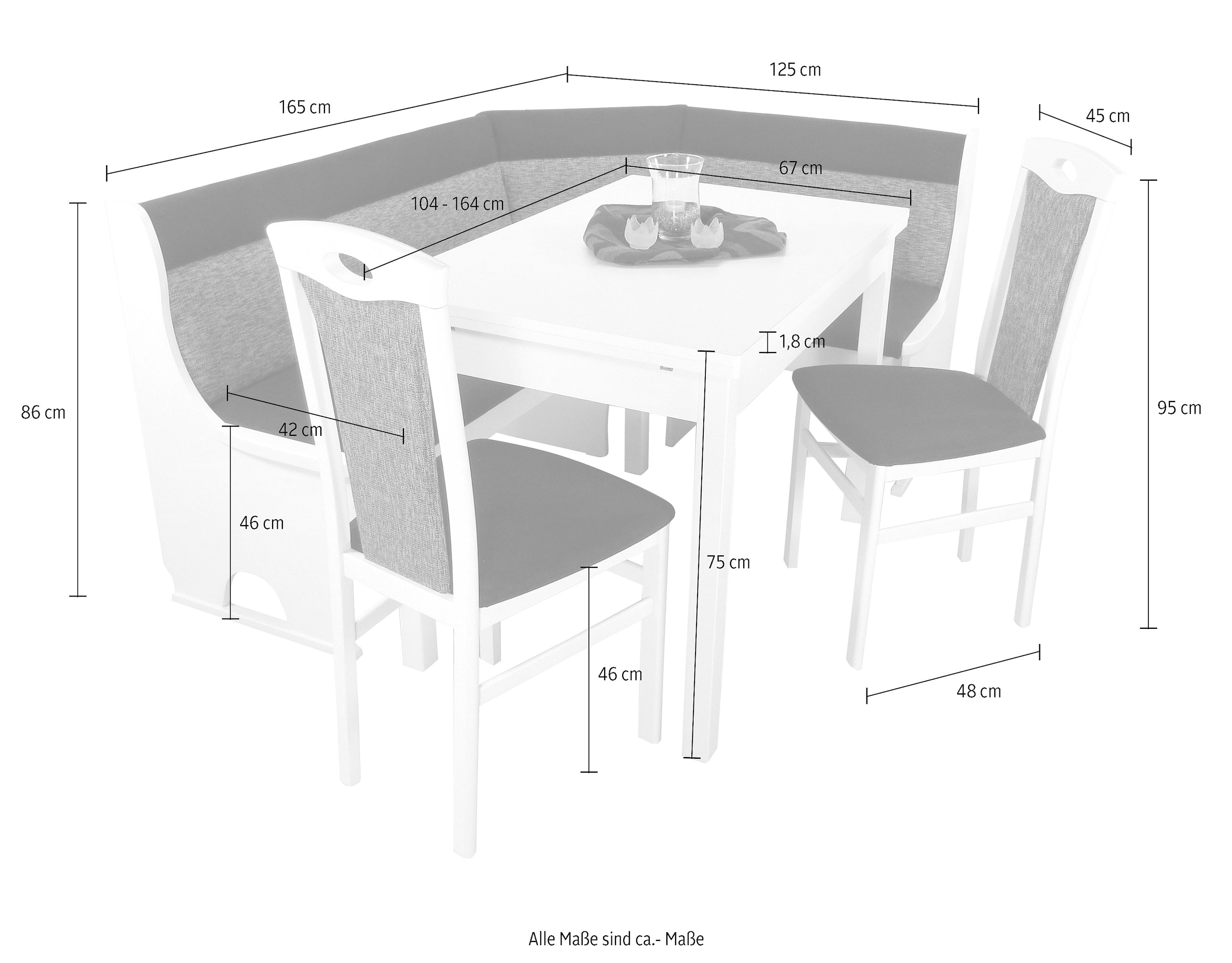 Home affaire Eckbankgruppe »Madrid«, (Set, 4 tlg.), Schenkel wechselbar
