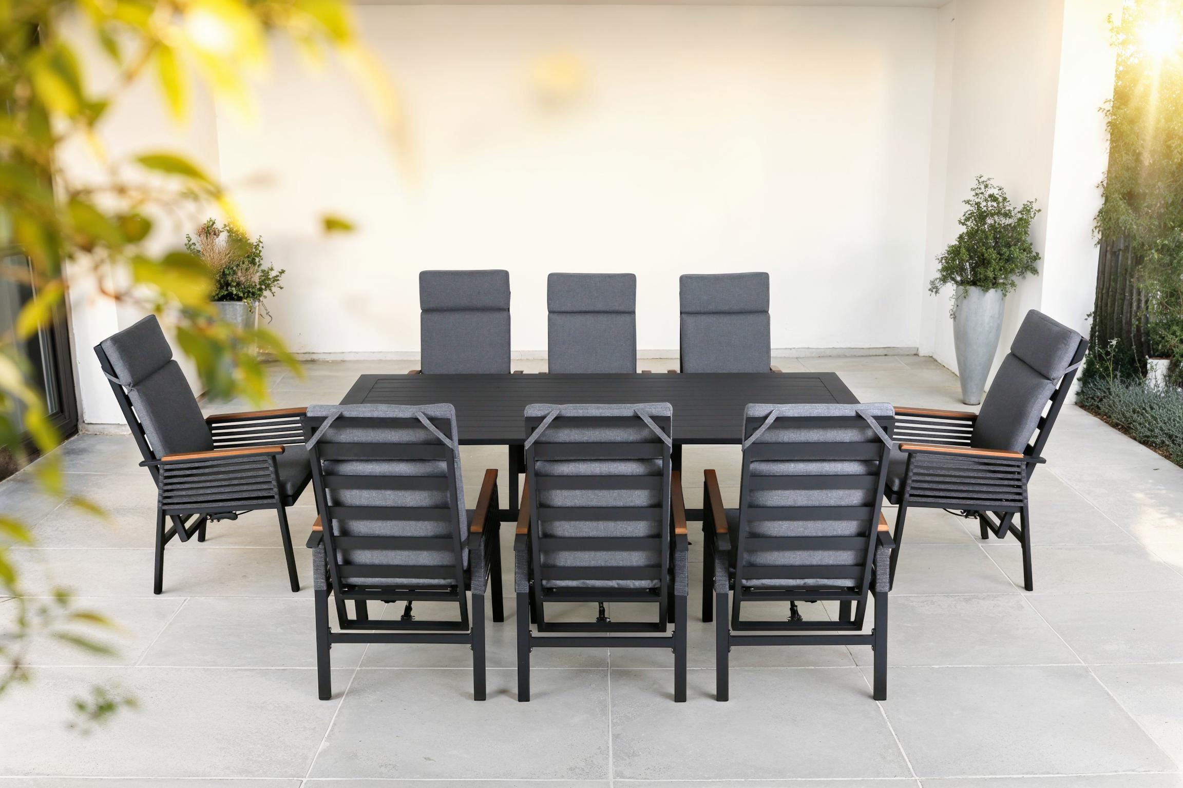 KONIFERA Garten-Essgruppe »Edessa Komfort« Set, 8x Stuhl mit Rückenverstell günstig online kaufen