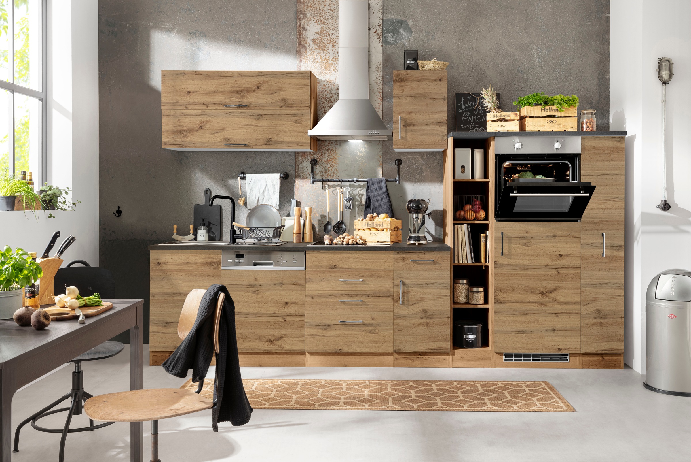 KOCHSTATION Küchenzeile »KS-Colmar«, mit E-Geräten, Breite 330 cm
