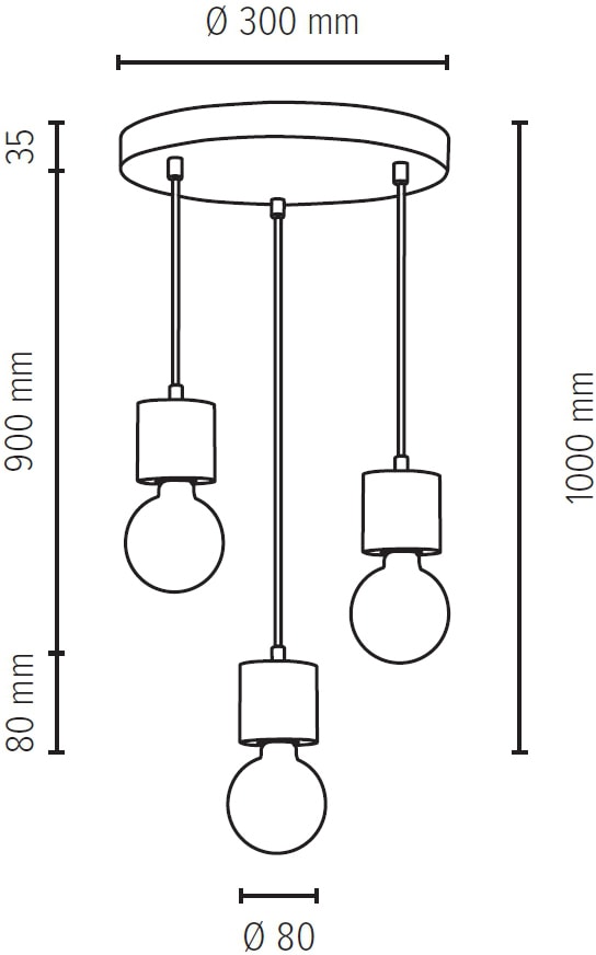 SPOT Light Pendelleuchte »PINO«, 3 flammig, Leuchtmittel E27 | ohne Leuchtmittel, Hängeleuchte, Naturprodukt aus Massivholz, Kabel kürzbar