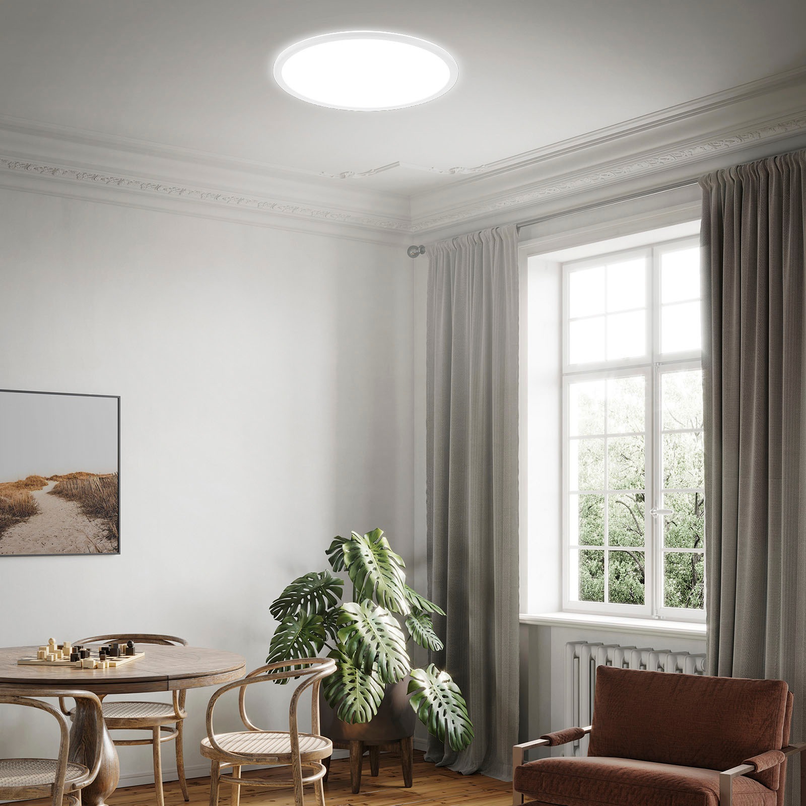 Briloner Leuchten LED Panel »3428016 SLIM«, Leuchtmittel LED-Board | LED fest integriert, ultraflach, mit Backlighteffekt, weiß, 48 cm
