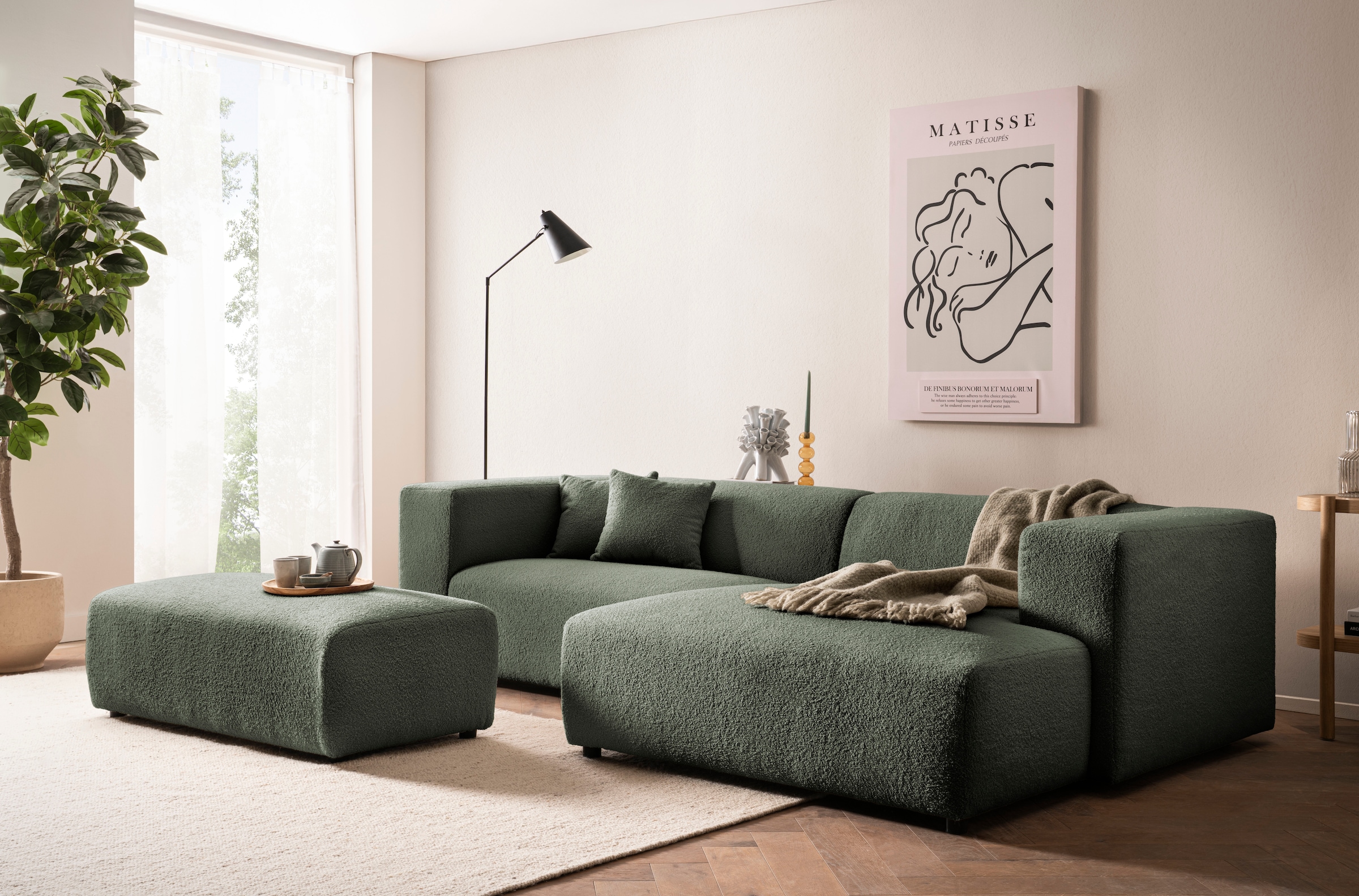andas Hocker »BAKELS, Polsterhocker in Cord oder Boucle-Stoff«, zur Serie BAKELS, Hocker stellbar zum Schlafsofa (Krokodilverbinder)