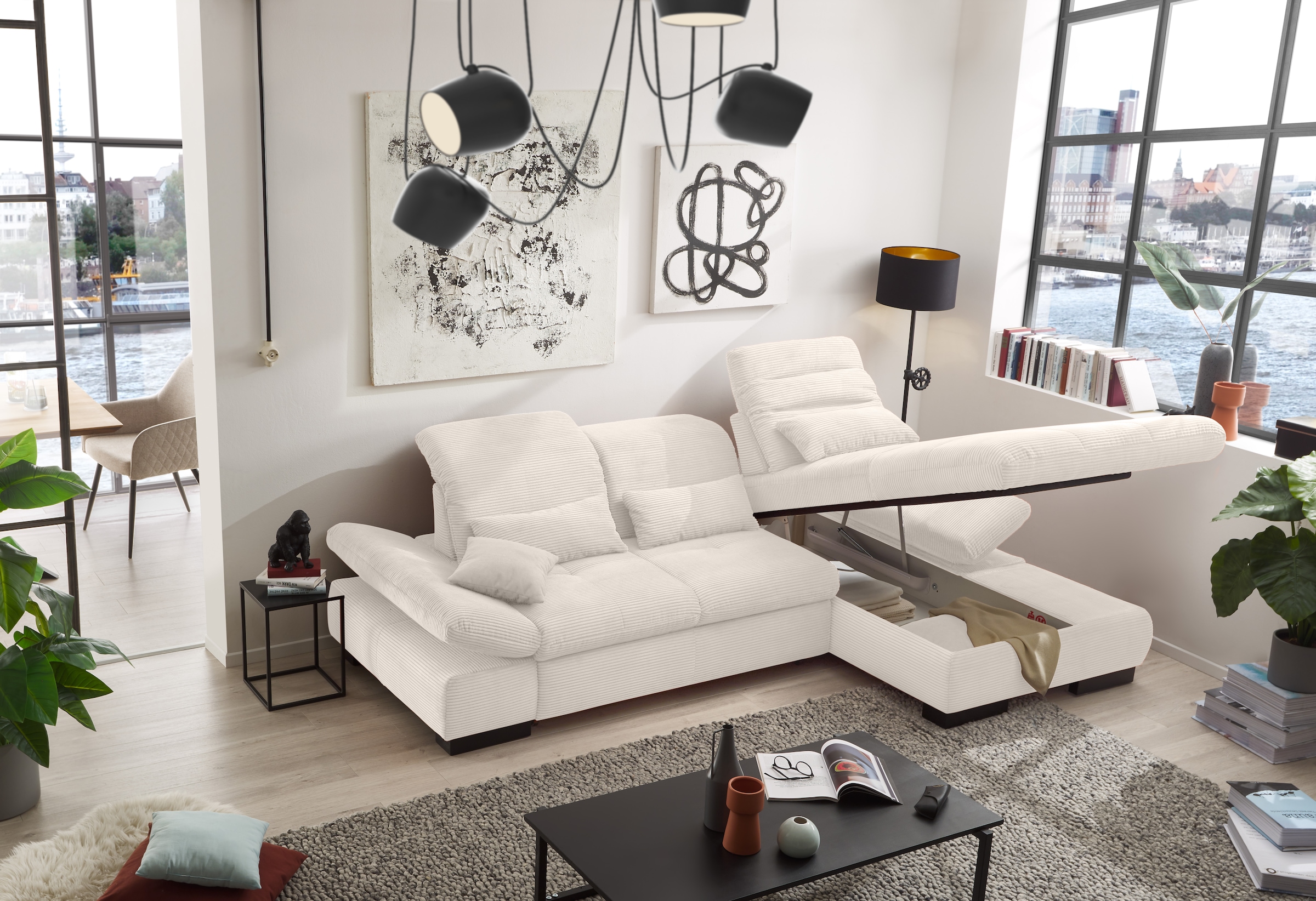 set one by Musterring Ecksofa »SO4100 V«, mit verstellbaren Kopfteilen, wah günstig online kaufen