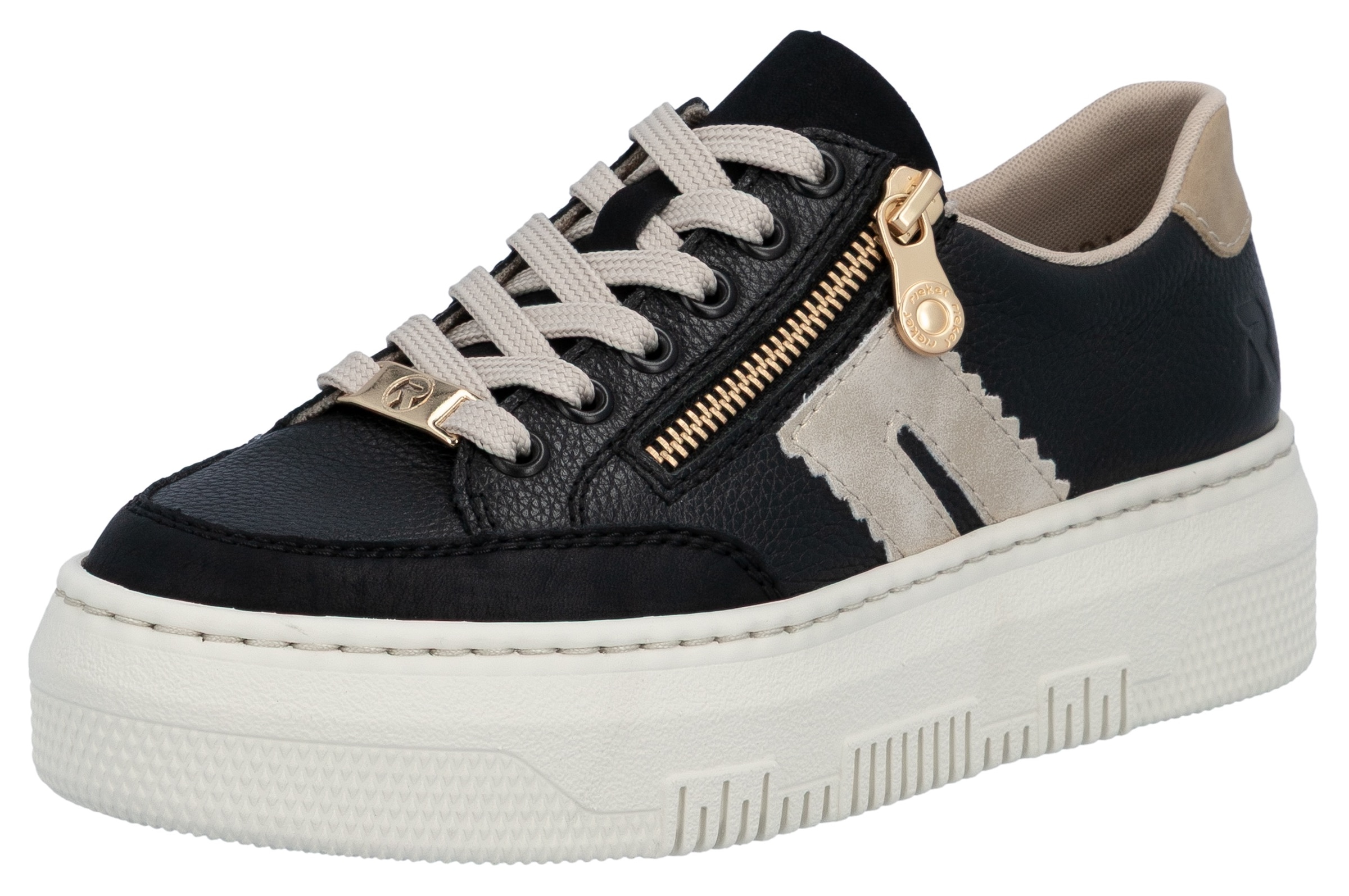 Rieker Plateausneaker  Schnürschuh, Halbschuh, Freizeitschuh mit seitlichem Reißverschluss