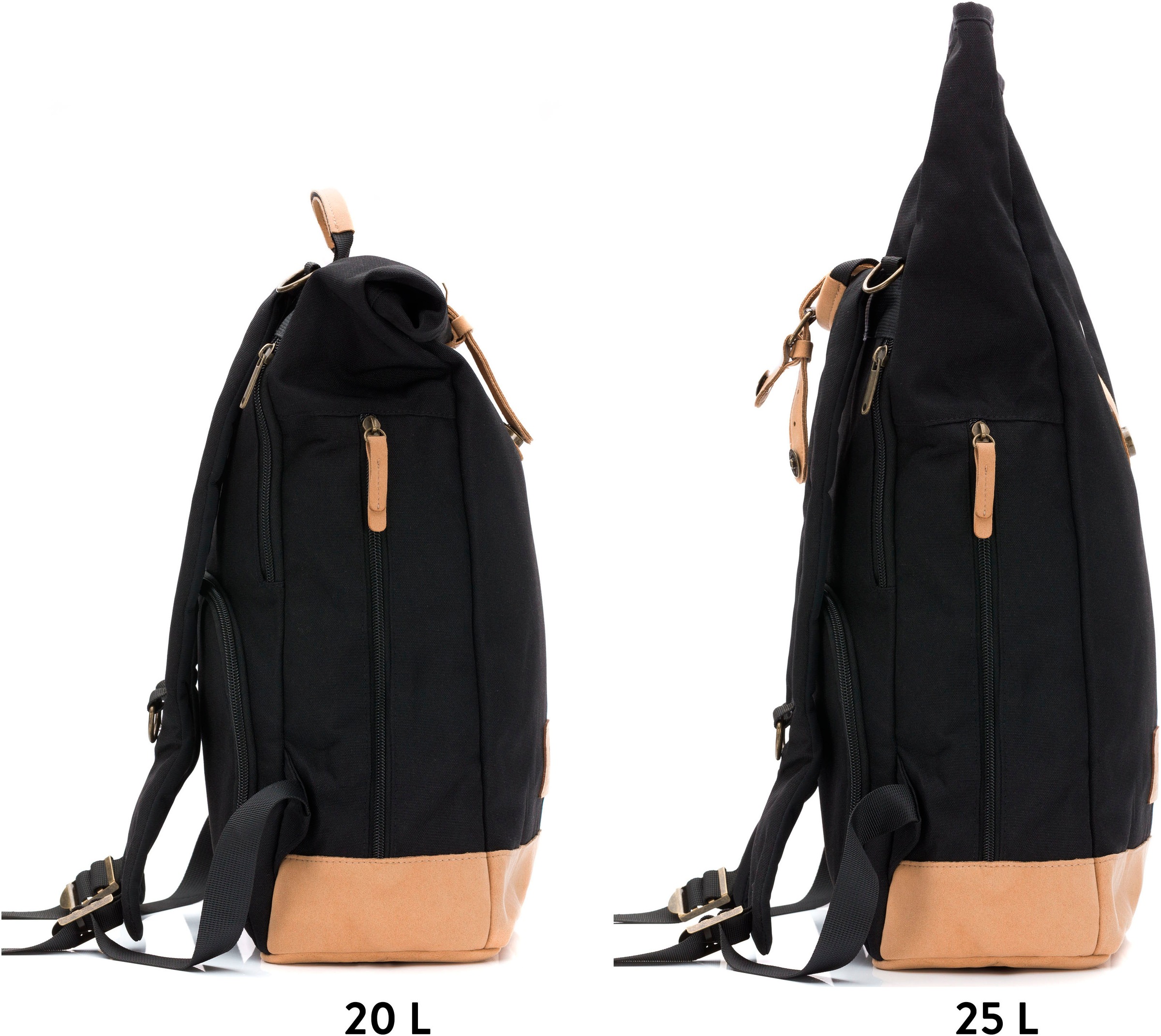 Fillikid Wickelrucksack »Rolltop Berlin schwarz«, Reflektoren, inkl. Wickeltunterlage