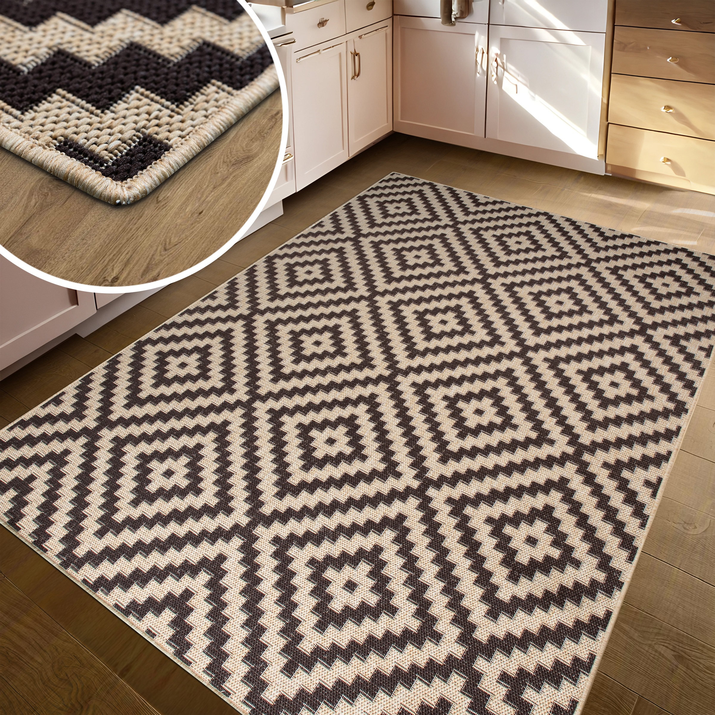 my home Teppich »Cordoba auch als Läufer erhältlich«, rechteckig, 3 mm Höhe, In- und Outdoor geeignet, Sisal-Optik, Wetterfest & UV-beständig, Boho