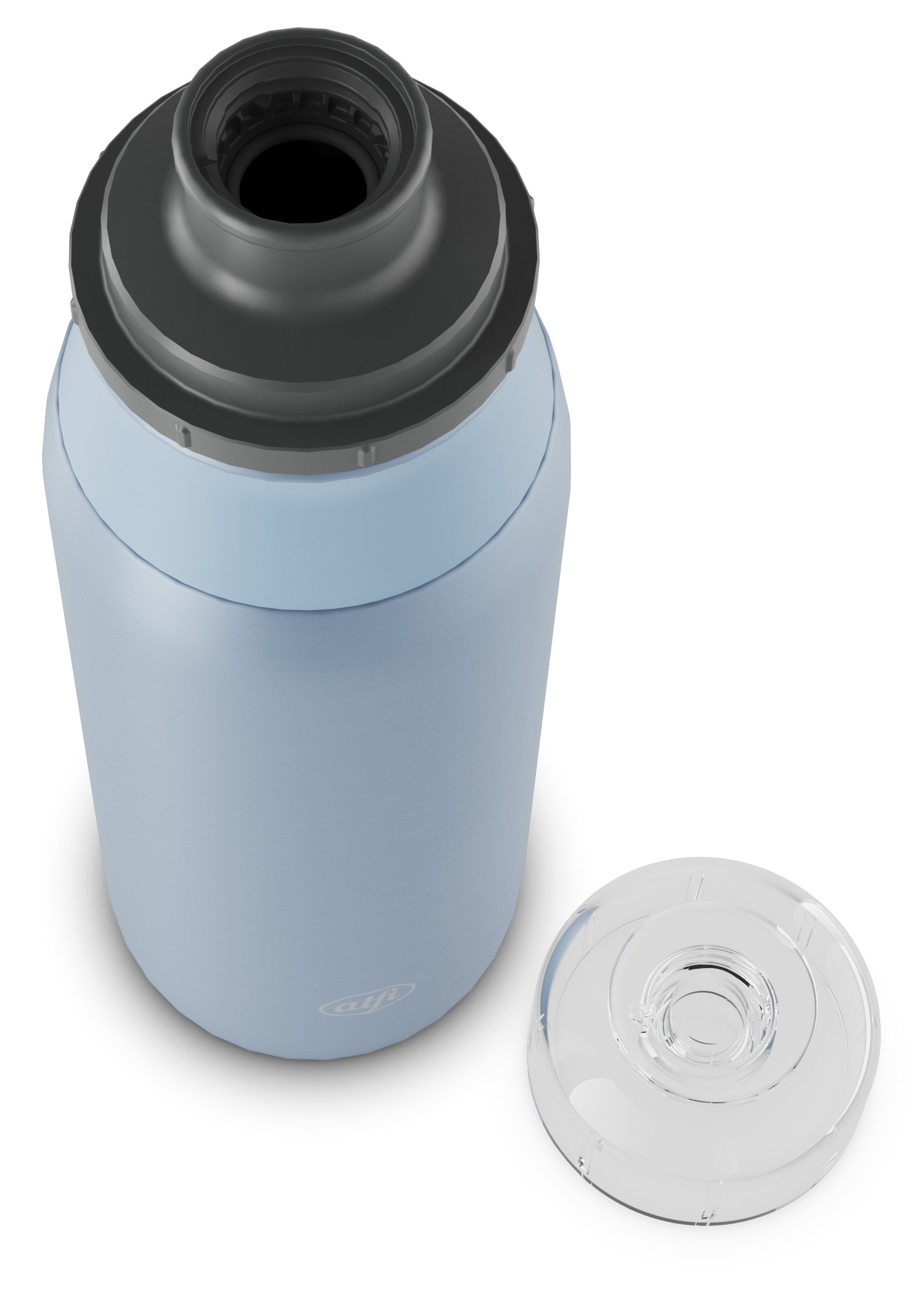Alfi Trinkflasche »ELEMENT BOTTLE, Edelstahlkörper, spülmaschinenfest«, (1 tlg.), 0,6l, Free-Flow Trinksystem mit intuitivem Schraubverschluss