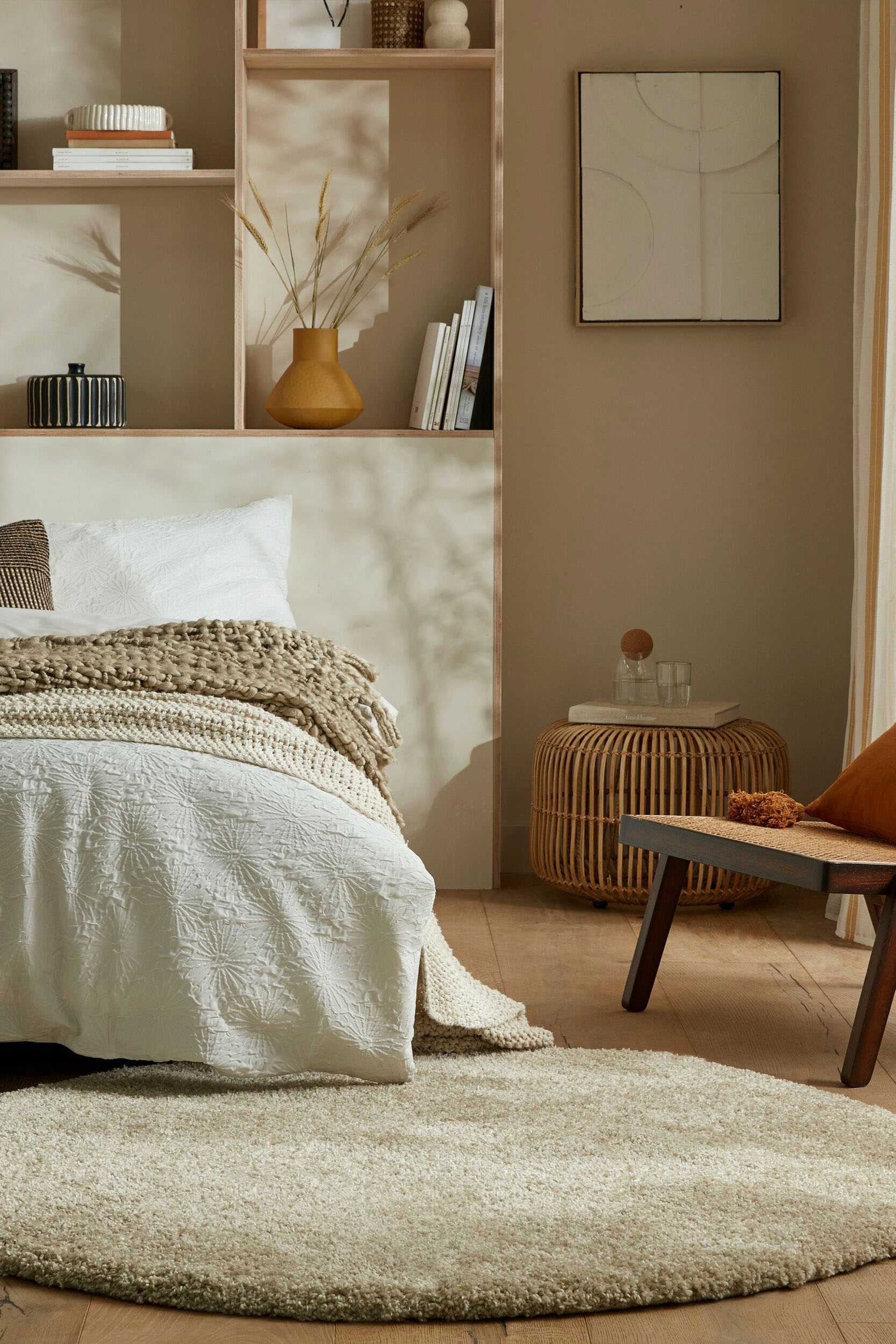 FLAIR RUGS Hochflor-Teppich »Feather«, rund, 40 mm Höhe