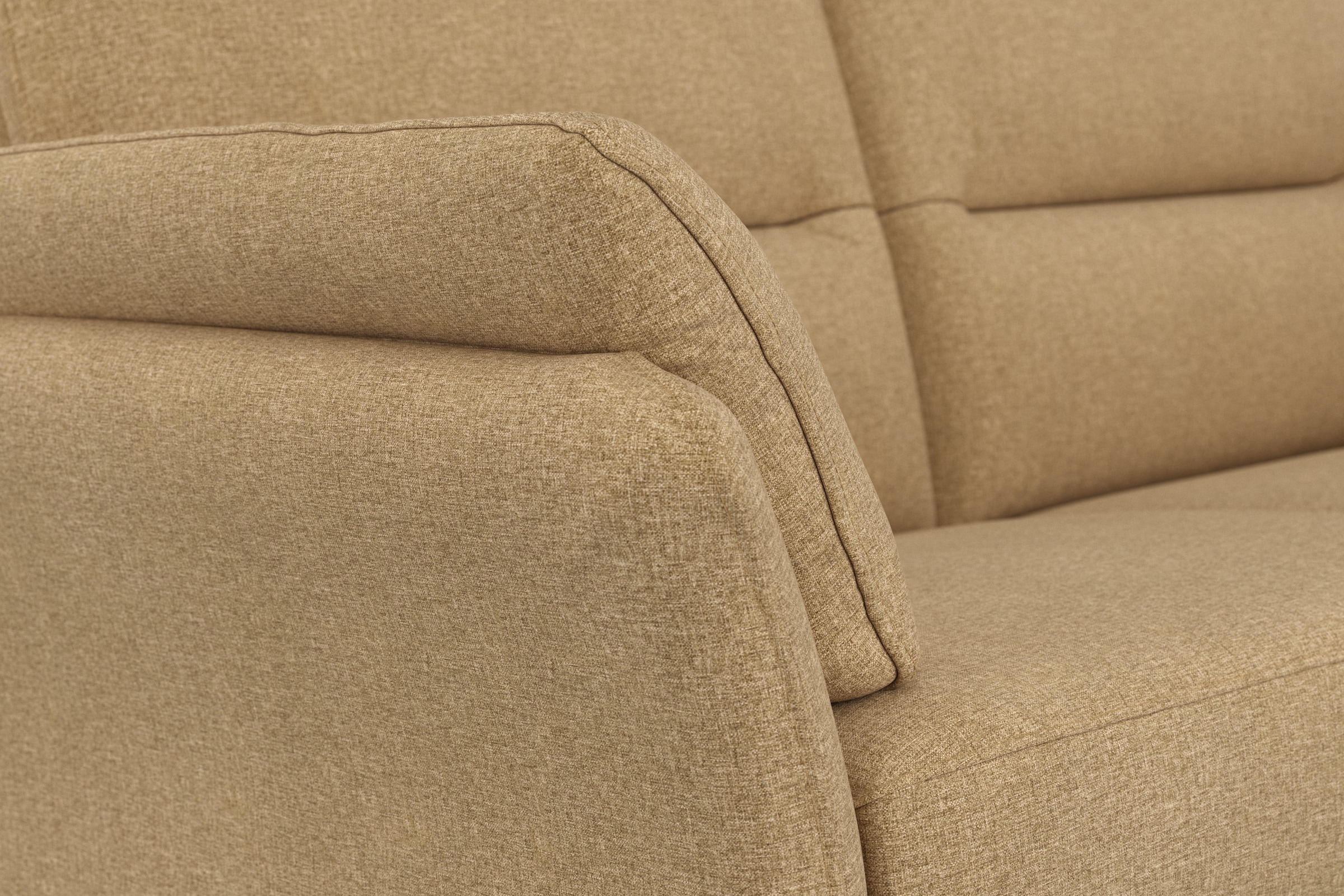 DOMO collection 2-Sitzer »Pina, schmale Armlehnen, mit Federkern, kompakt & elegant«, Hoher Sitzkomfort, Feinstruktur, beige, Breite 159 cm