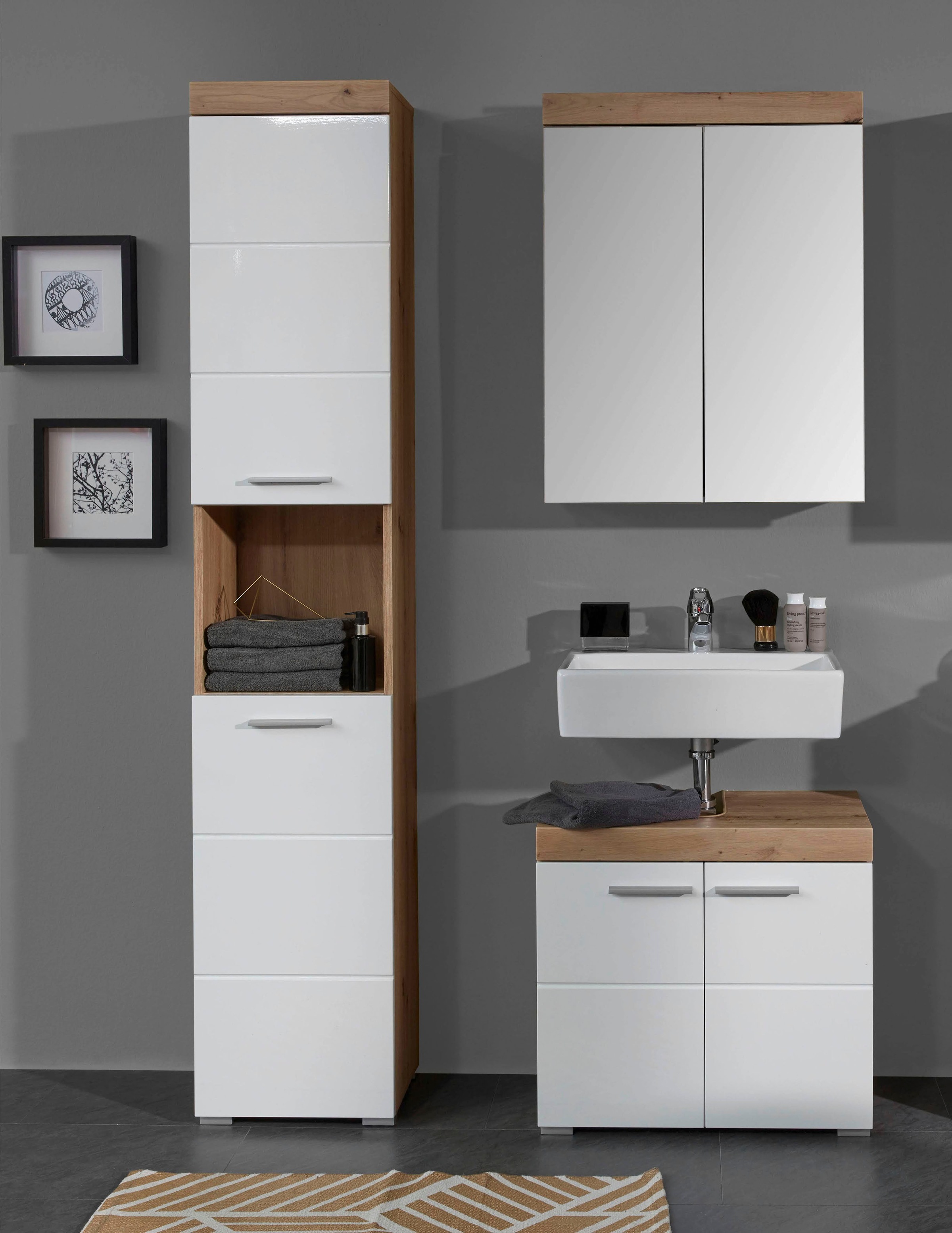 INOSIGN Badmöbel-Set »Avena«, (Set, 3 St.), Badmöbel - Hochschrank, Waschbe günstig online kaufen