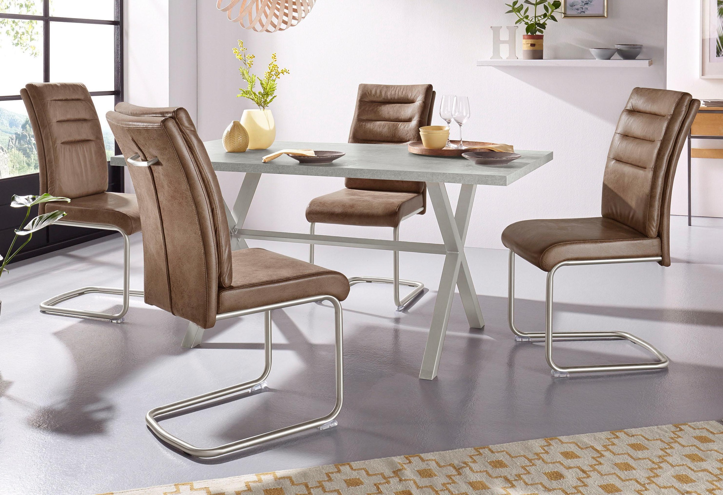 HELA Esszimmerstuhl »Paula Freischwinger« (Set) 4 Stk.mit Echtedelstahlgest günstig online kaufen