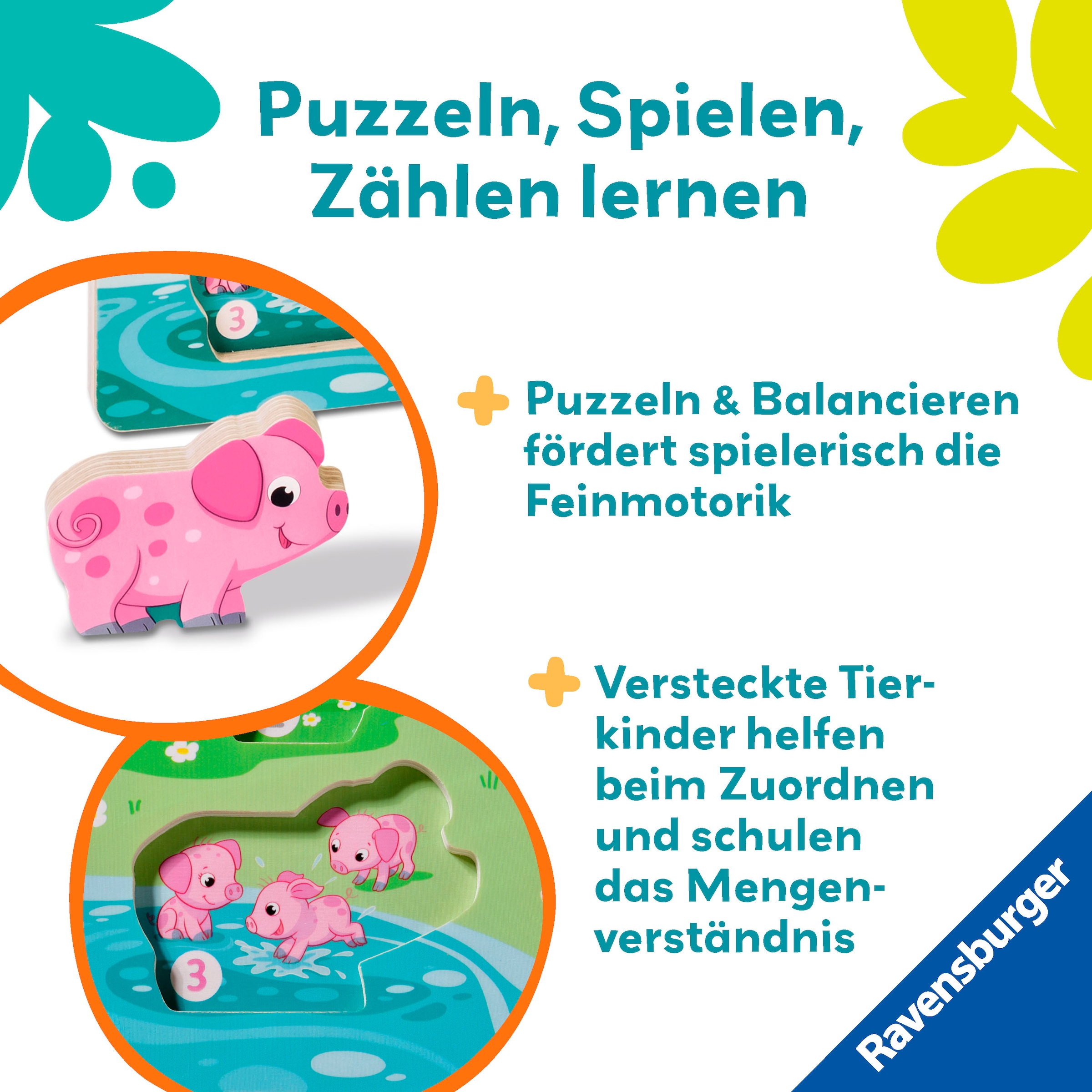 Ravensburger Puzzle »Play+ Magnetisches Holz-Zähl-Puzzl Bauernhof«