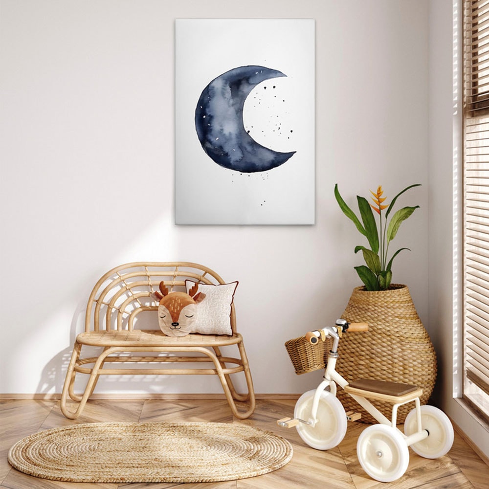 A.S. Création Leinwandbild »Blue Crescent - Wandbild Weiß Blau Keilrahmen K günstig online kaufen