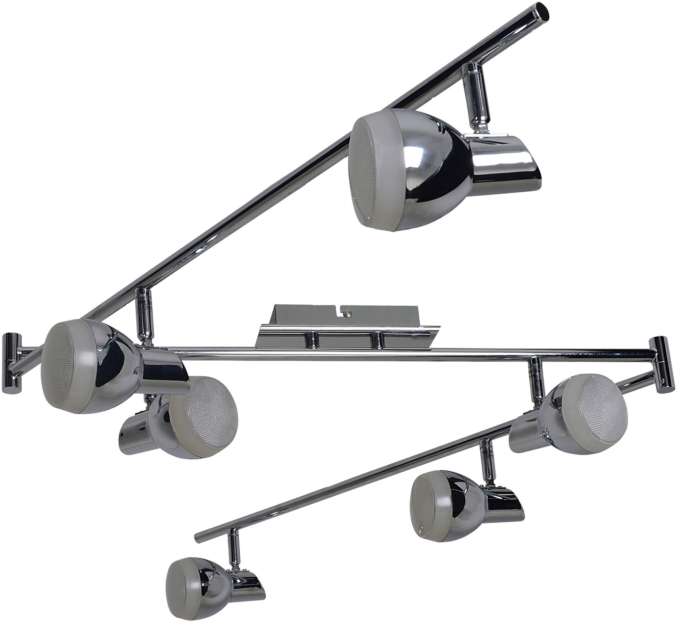 näve LED Deckenleuchte »Chromey«, 6 flammig, Leuchtmittel LED-Modul | LED fest integriert, 3 bewegliche Gelenkarme mit je 2 Spots, chromfarben, Licht warmweiß