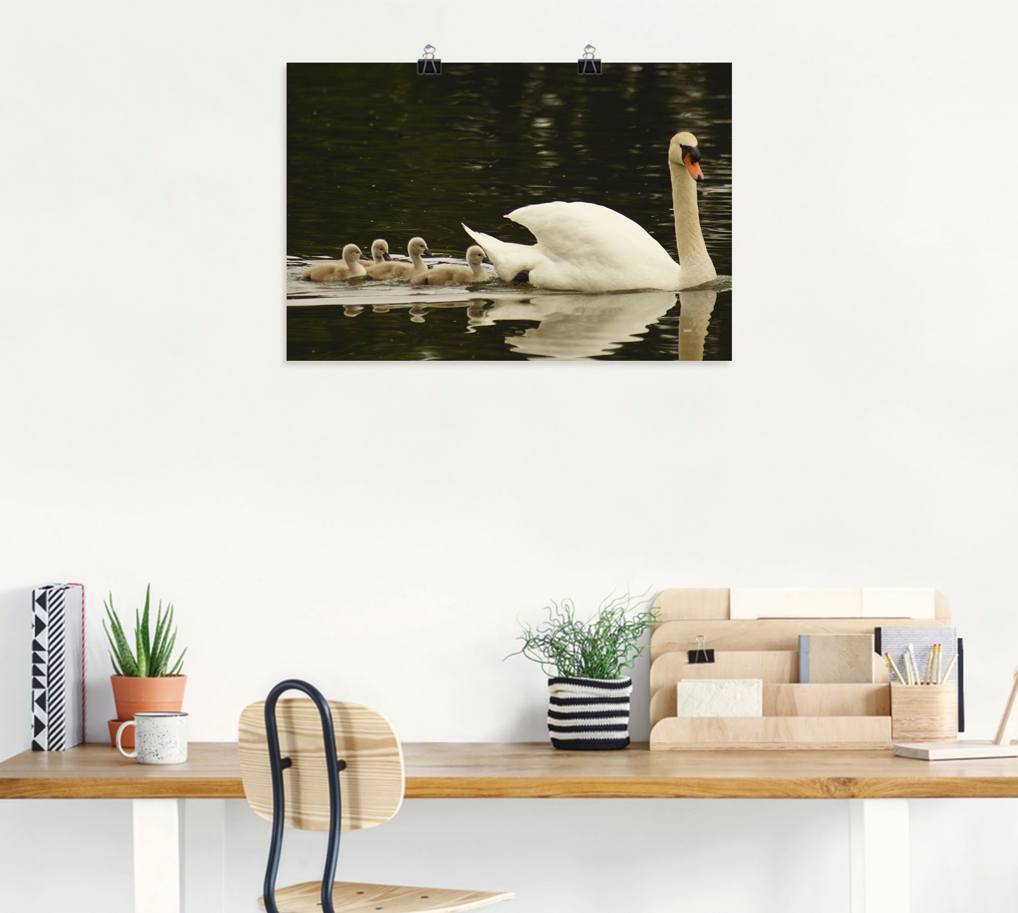 Artland Wandbild »Schwanen Familie«, Schwanen Bilder, (1 St.), als Alubild, Leinwandbild, Wandaufkleber oder Poster in versch. Größen