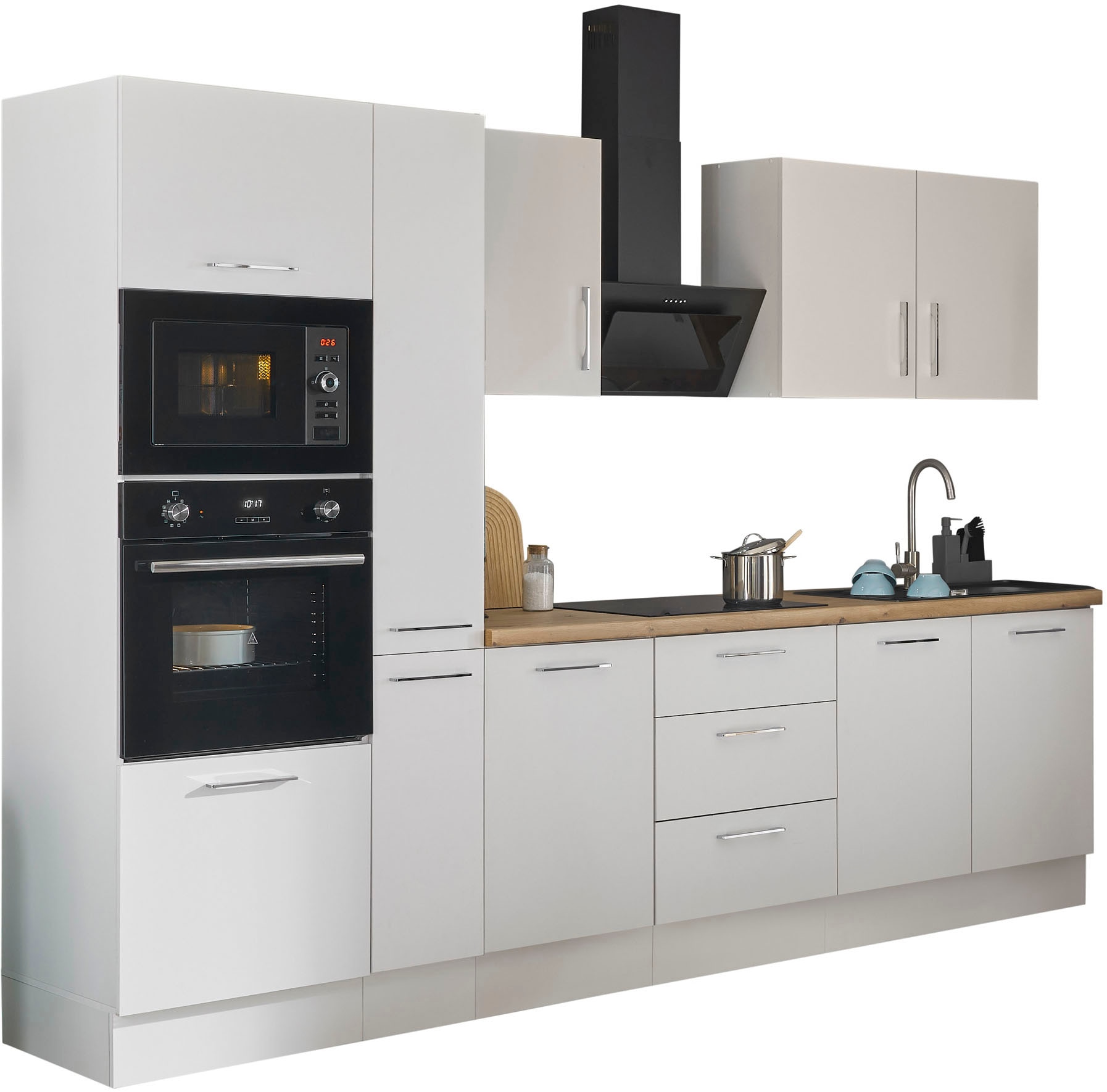 BASIC by Balculina Küchenzeile »Turin«, Breite 300 cm, wahlweise mit E-Geräten