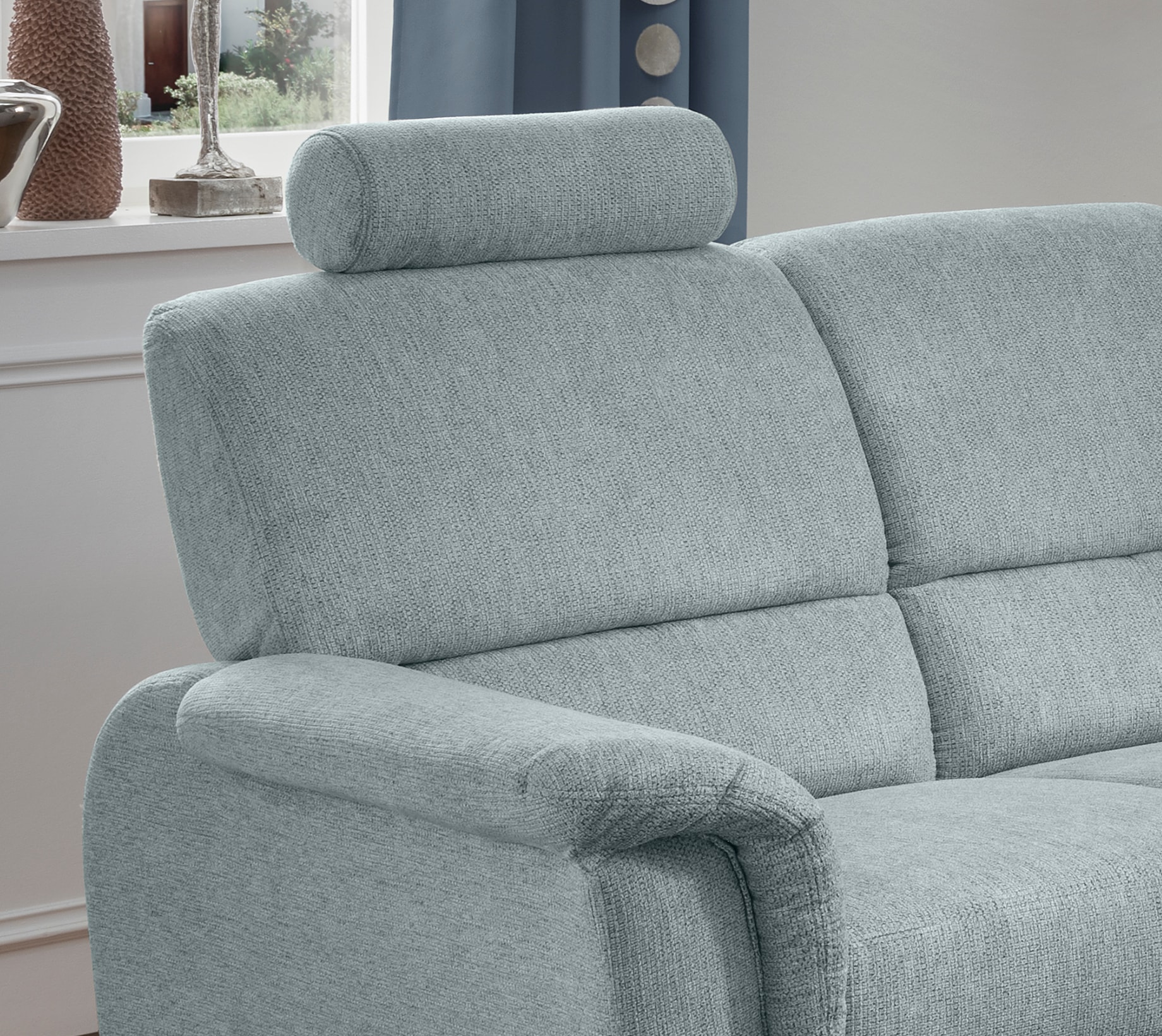 Home affaire Ecksofa »Pisa L-Form, mit Schlaffunktion, Stauraum, 2x höhenverstellbare«, Kopfstützen und Relaxfunktion im Eckelement