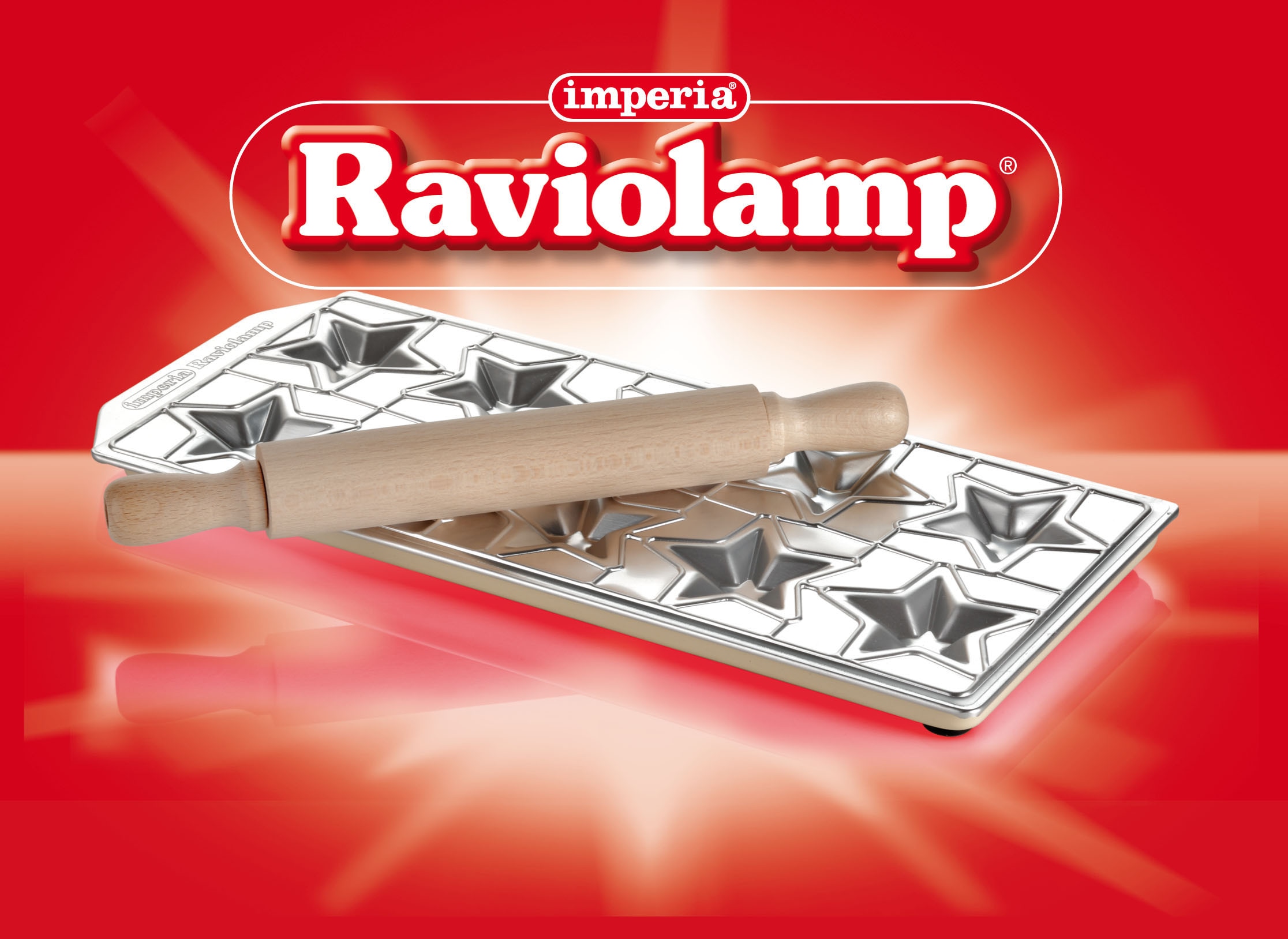 imperia Ravioliform für 10 "Ravioli Stelline", inkl. Teigrolle, Aluminium