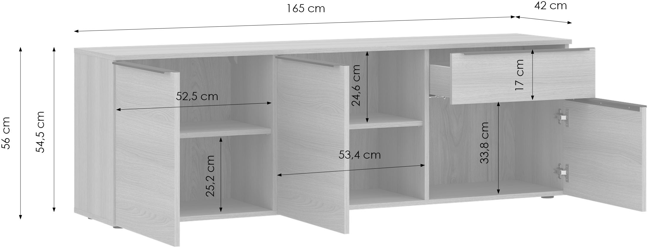 TOM TAILOR HOME Sideboard »COLOR PUZZLE 04 – 3 Türen 1 Schublade mit farbigem Griff und Füßen« Lowboard, Breite 165 cm,3 Türen,1 Schublade, viel Stauraum