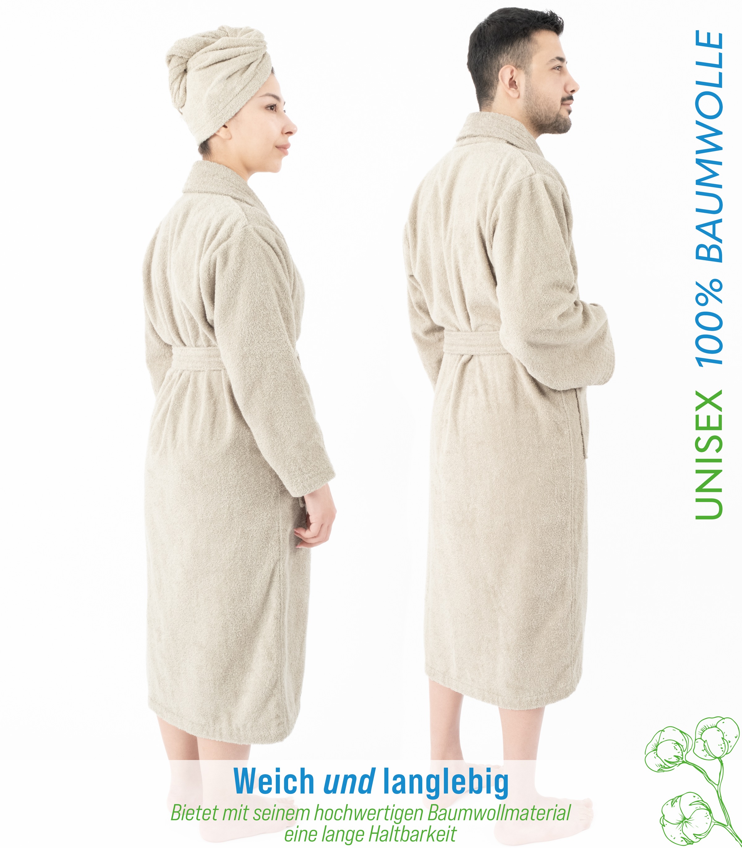 HAMMETEX Bademantel »Bademantel 100% Baumwolle Unisex, 400 GSM, Weich & Saugfähig«, (Packung), ideal für Sauna & Spa, Hotelbademantel, Morgenmantel