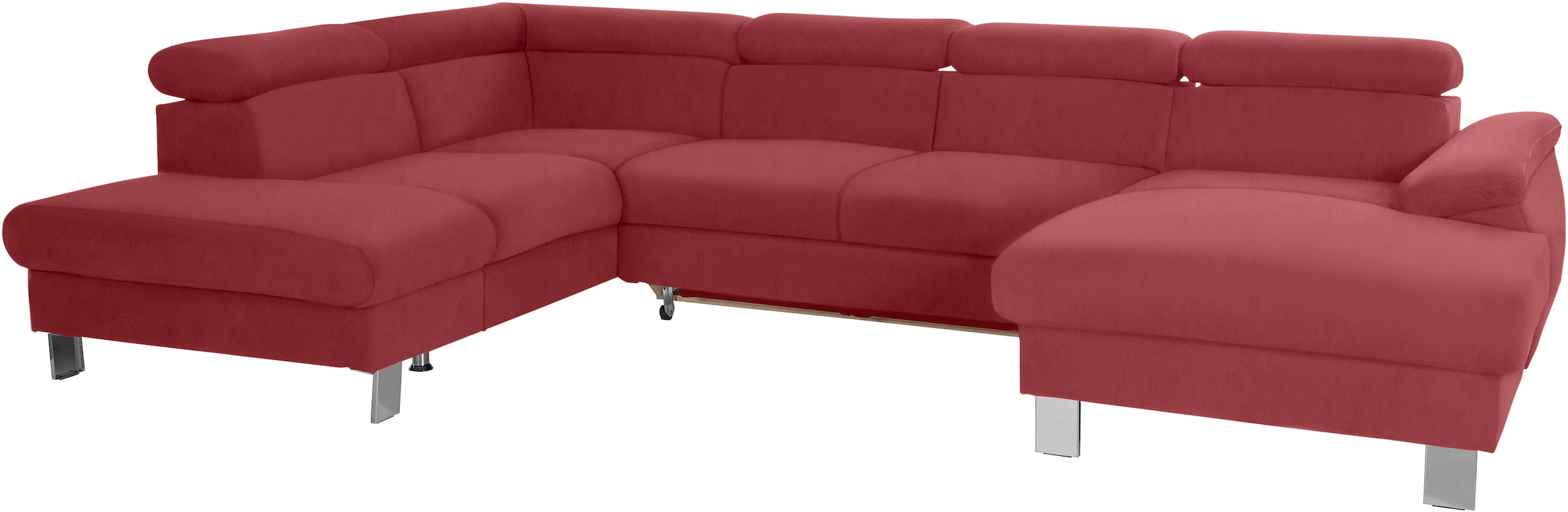 COTTA Wohnlandschaft »Komaris U-Form, in Echtleder Pampas Madras, B: 320 cm« mit Kopfteilverstellung, optional Schlaffunktion, Bettkasten & Licht