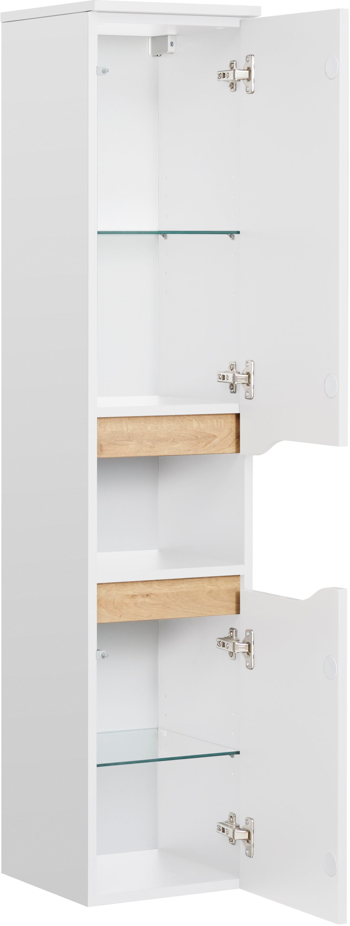 Saphir Midischrank »Quickset Badschrank 30 cm breit, 2 Türen, 1 Nische, 2 Einlegeböden« Badezimmer-Midischrank inkl. Türdämpfer, grifflos