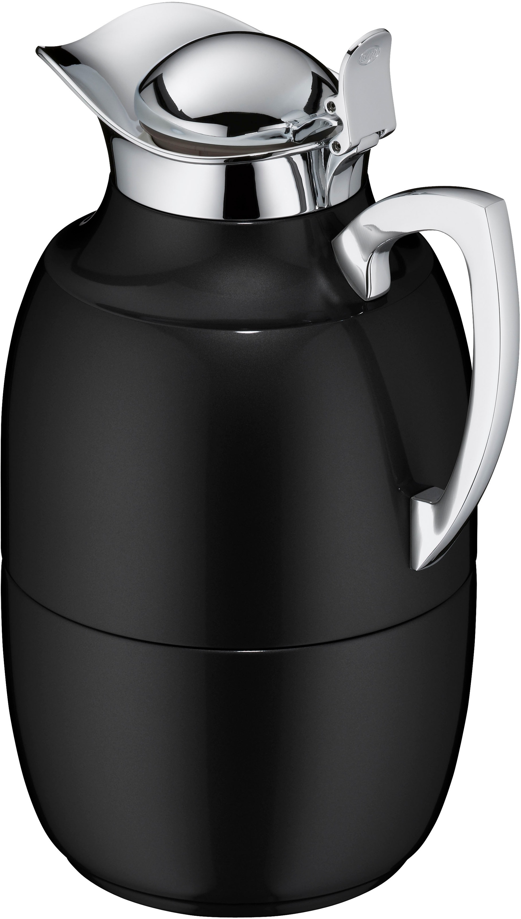 Alfi Isolierkanne »JUWEL, mit Hartglaseinsatz« 1 l 1 Stk. tlg. 12h heiß & 24 kalt, locker aufliegendes Scharnier-Deckelsystem