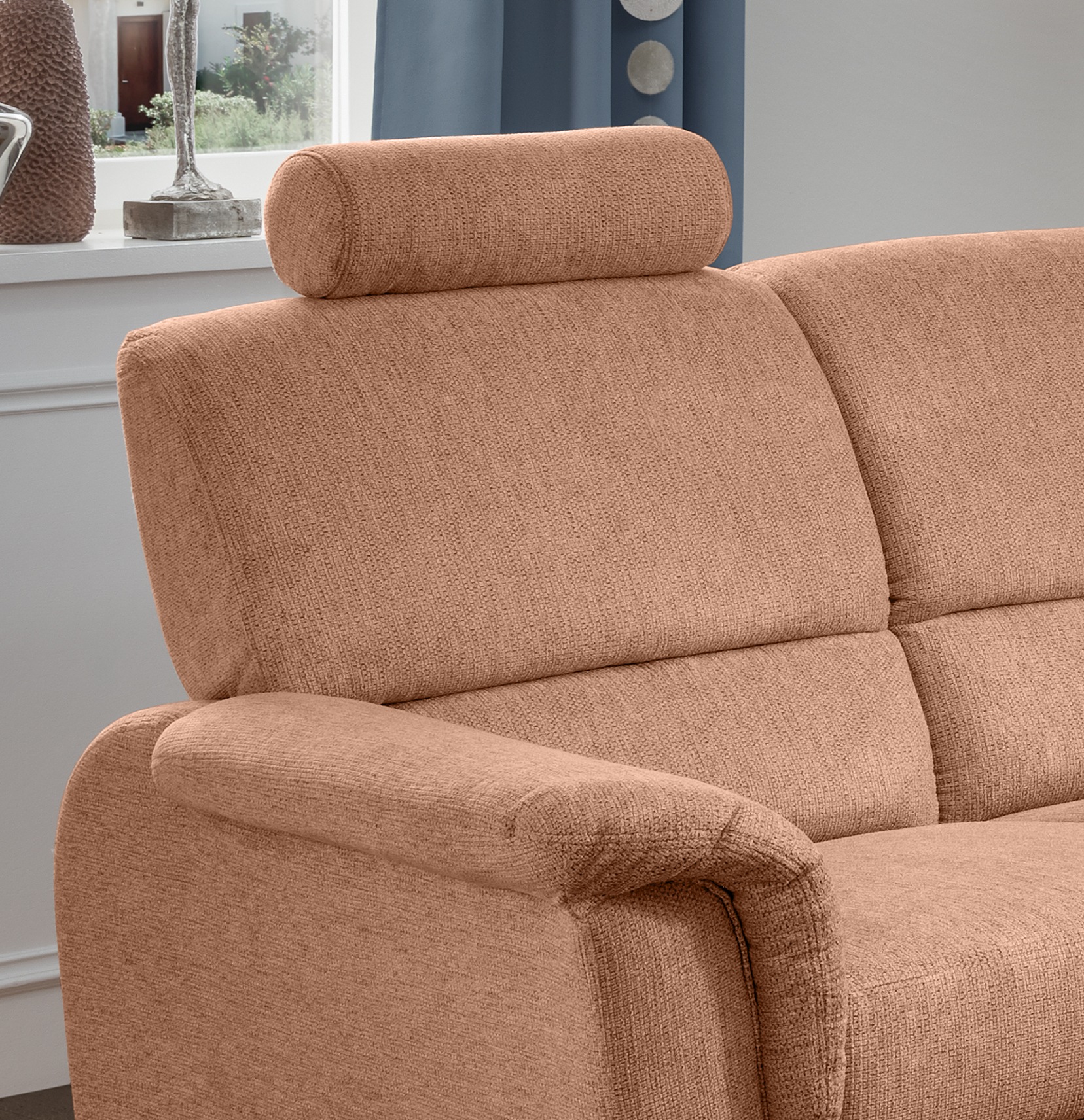 Home affaire Ecksofa »Pisa L-Form, mit Schlaffunktion, Stauraum, 2x höhenverstellbare«, Kopfstützen und Relaxfunktion im Eckelement
