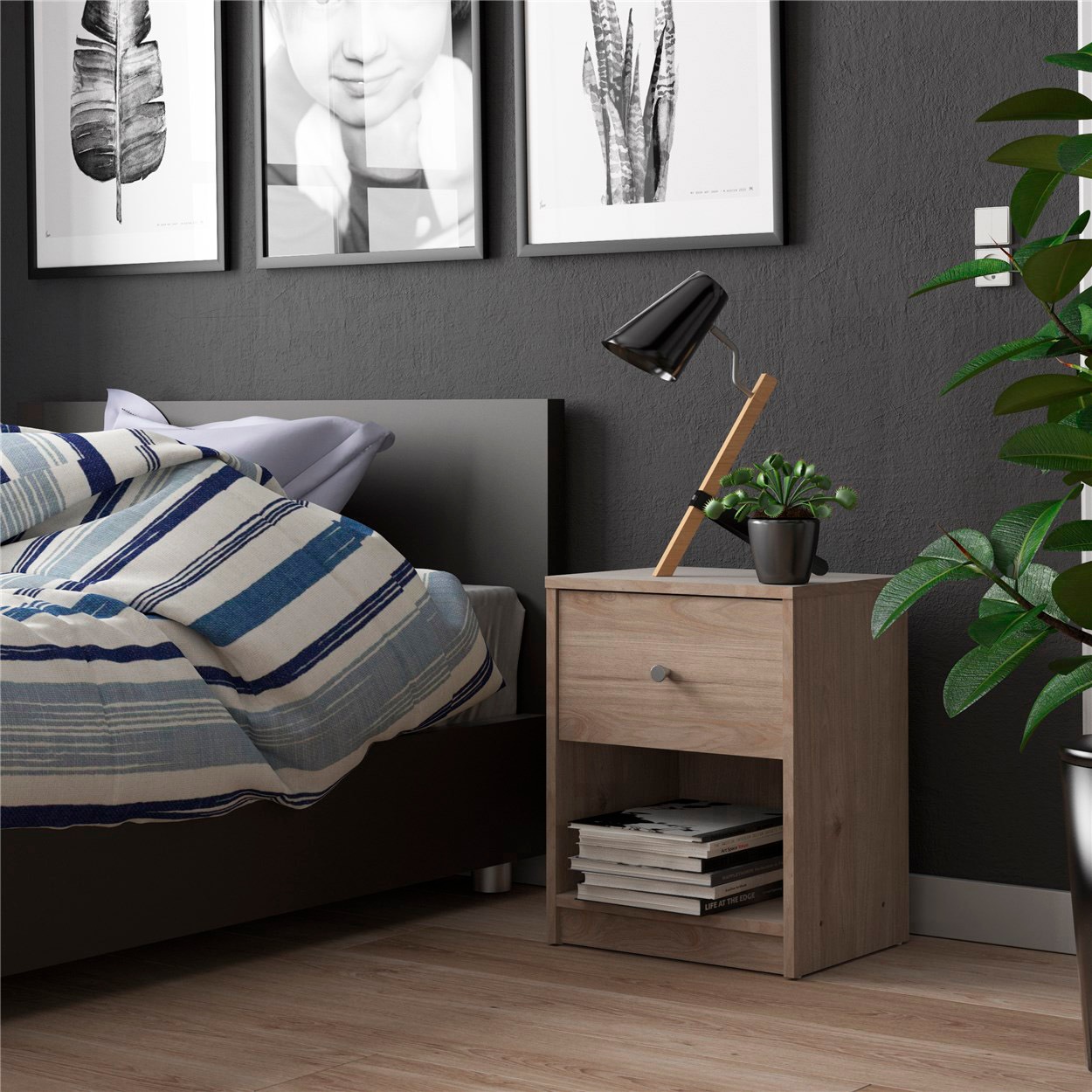 Home affaire Nachtkommode »May, Nachttisch, Nachtschrank, Beistelltisch,«, mit 1 Schublade und einem offenen Fach, Breite 38 cm, Höhe 48 cm