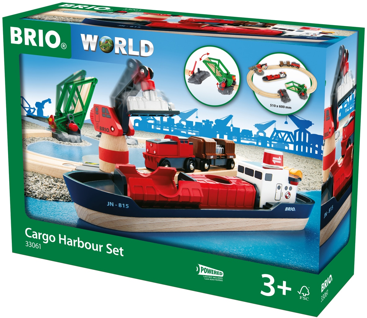 BRIO® Spielzeug-Eisenbahn »BRIO® WORLD, Container Hafen Set«, (Set), FSC® - schützt Wald - weltweit