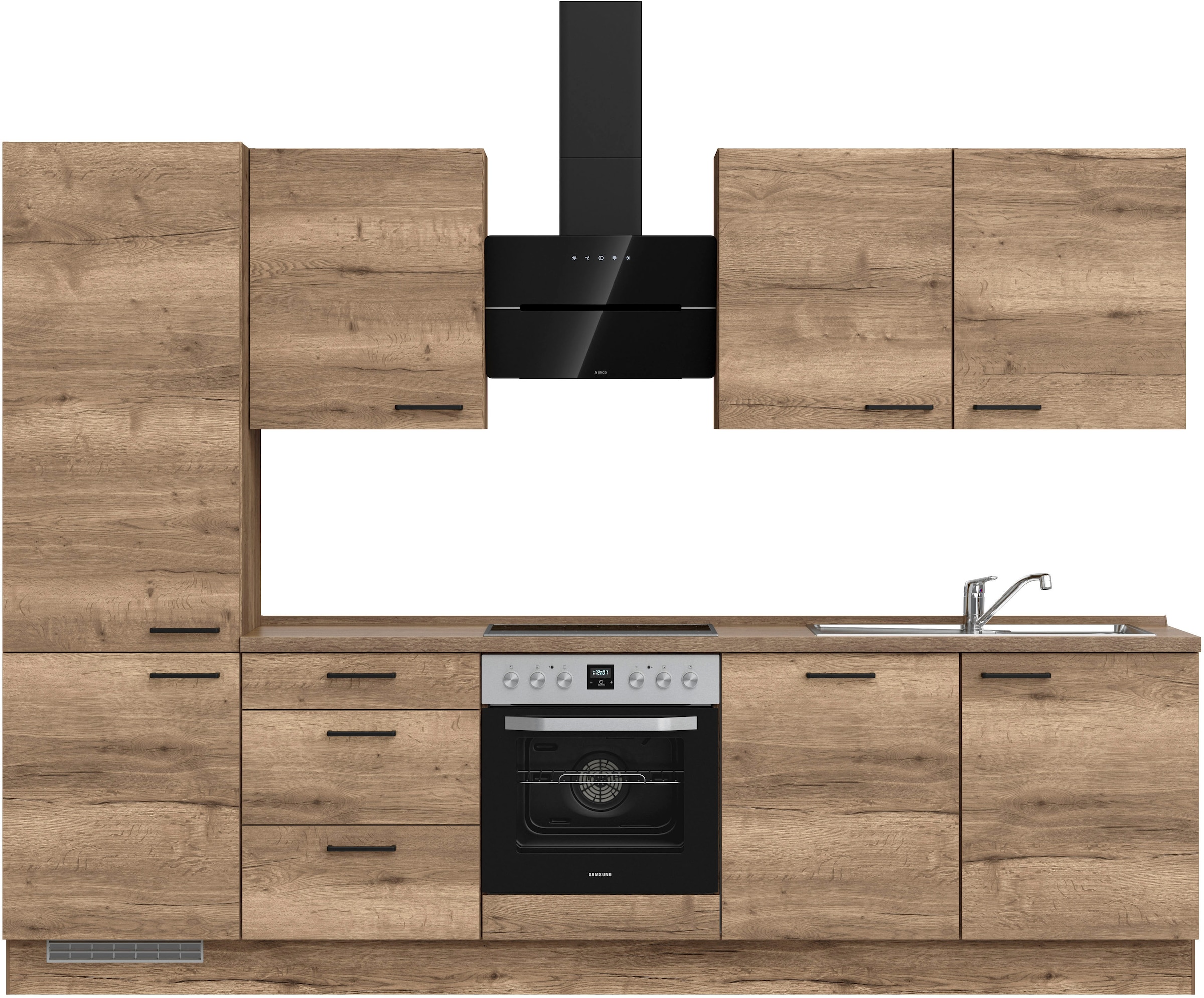 nobilia® Küchenzeile »"Structura II"« vormontiert, Ausrichtung wählbar, Breite 300 cm, wahlw. mit E-Geräten