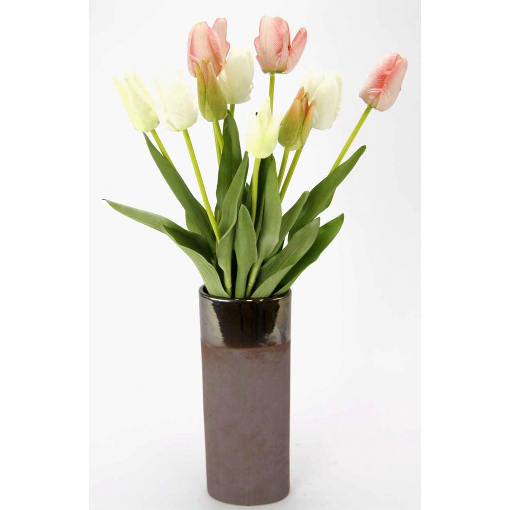 I.GE.A. Kunstblume »Real-Touch Tulpen«, Vase aus Keramik