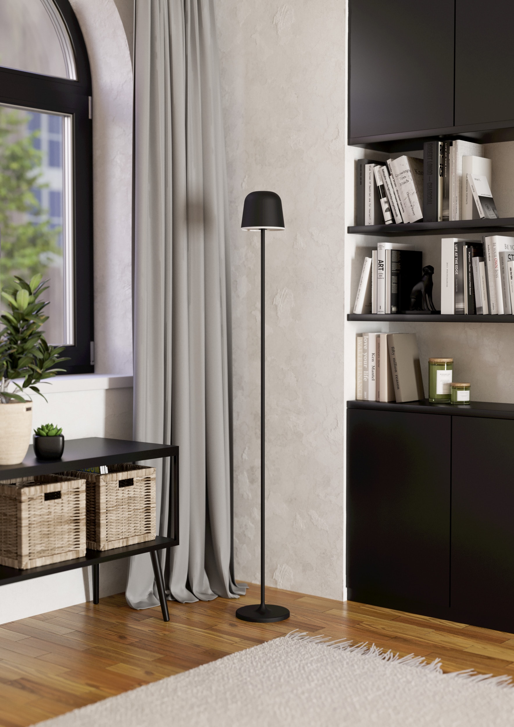 EGLO Stehlampe »MANNERA-L Stehlampe - Alu, Stahl - LED - 4,3W - IP54« LED-Modul 1 Stk. Neutralweiß | Warmweiß Standleuchte, Leselampe, Wohzimmer, Schlafzimmer, H140 x Ø16 cm