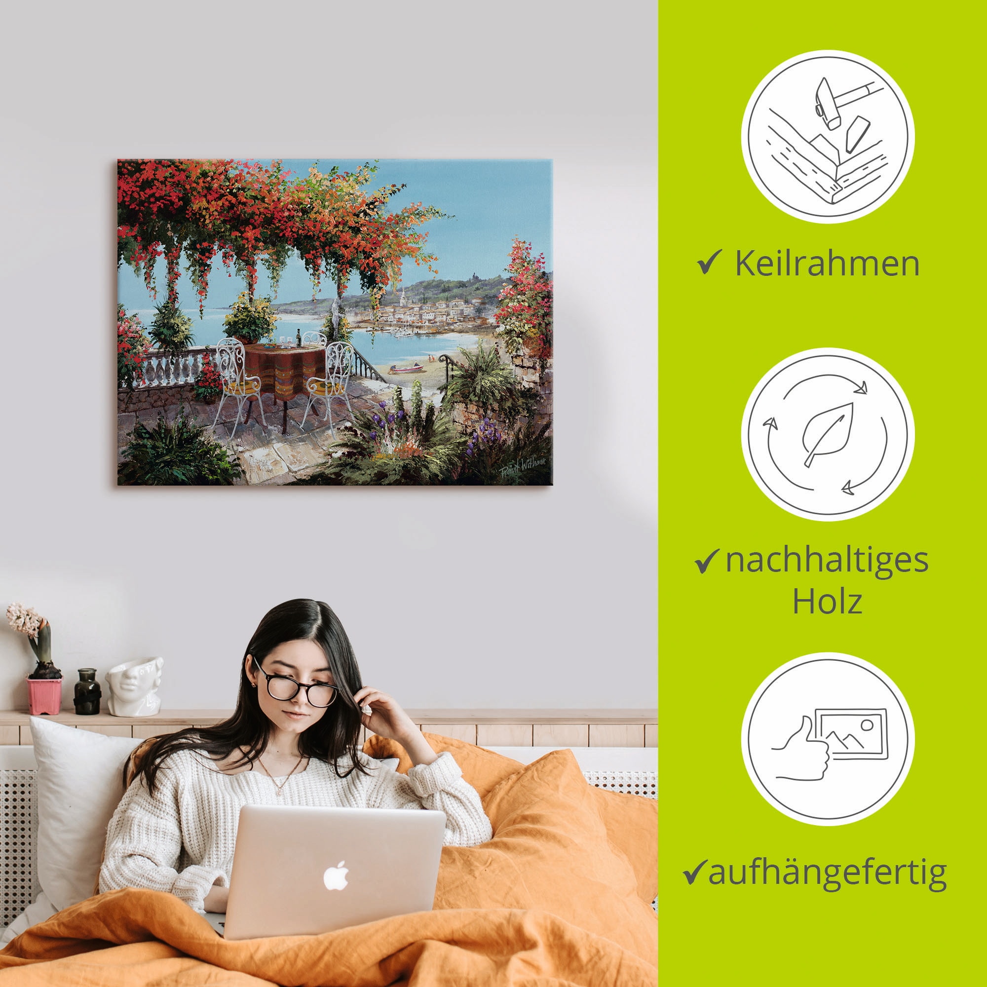Artland Wandbild »Macht mein Tag perfekt«, Gewässer, (1 St.), als Leinwandbild, Poster in verschied. Größen