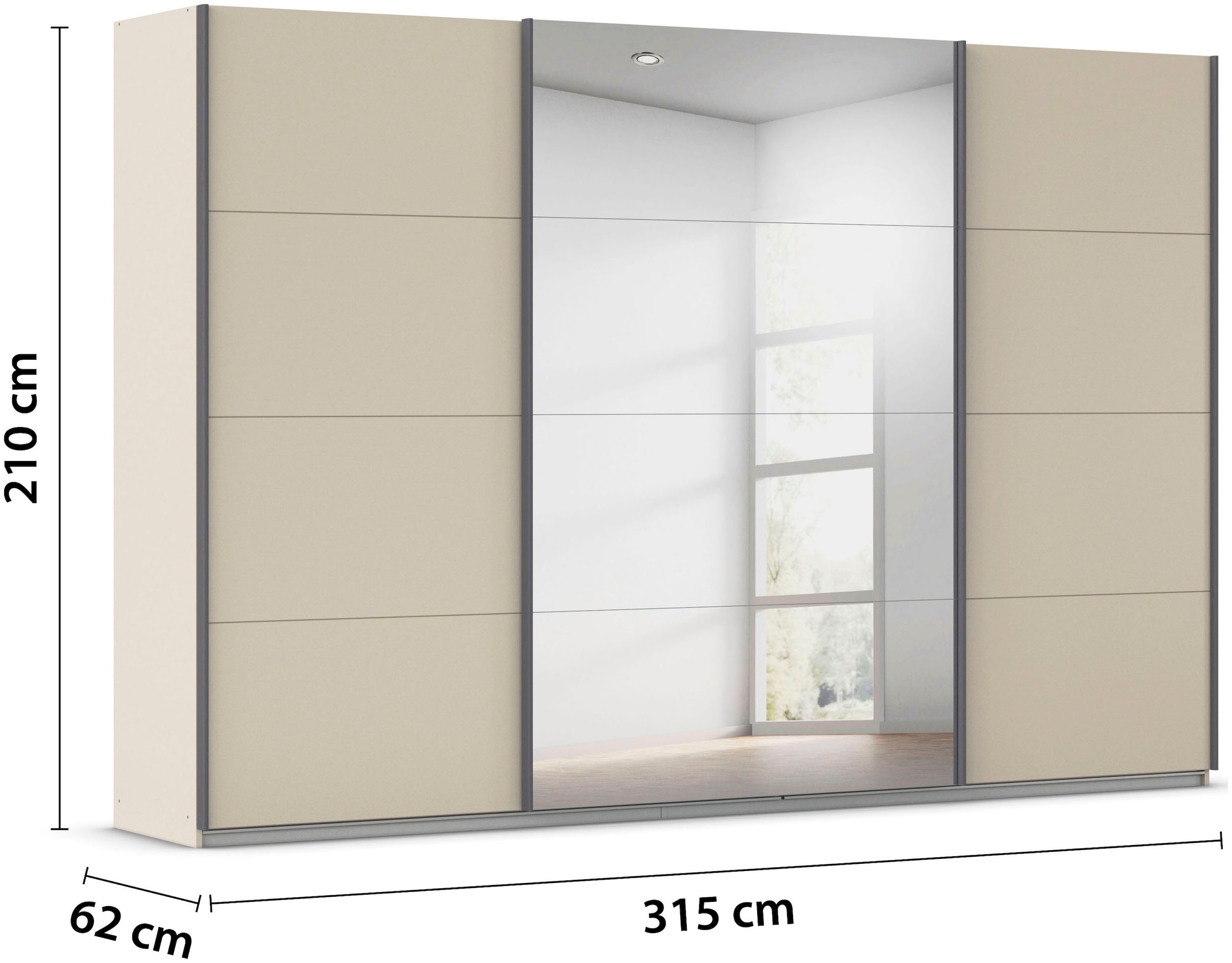 rauch Schwebetürenschrank »Kleiderschrank Schrank Garderobe AGORDO«, (in zwei Griff-Farben), Top Innenausstattung, in 4 Breiten und 2 Höhen MADE IN GERMANY