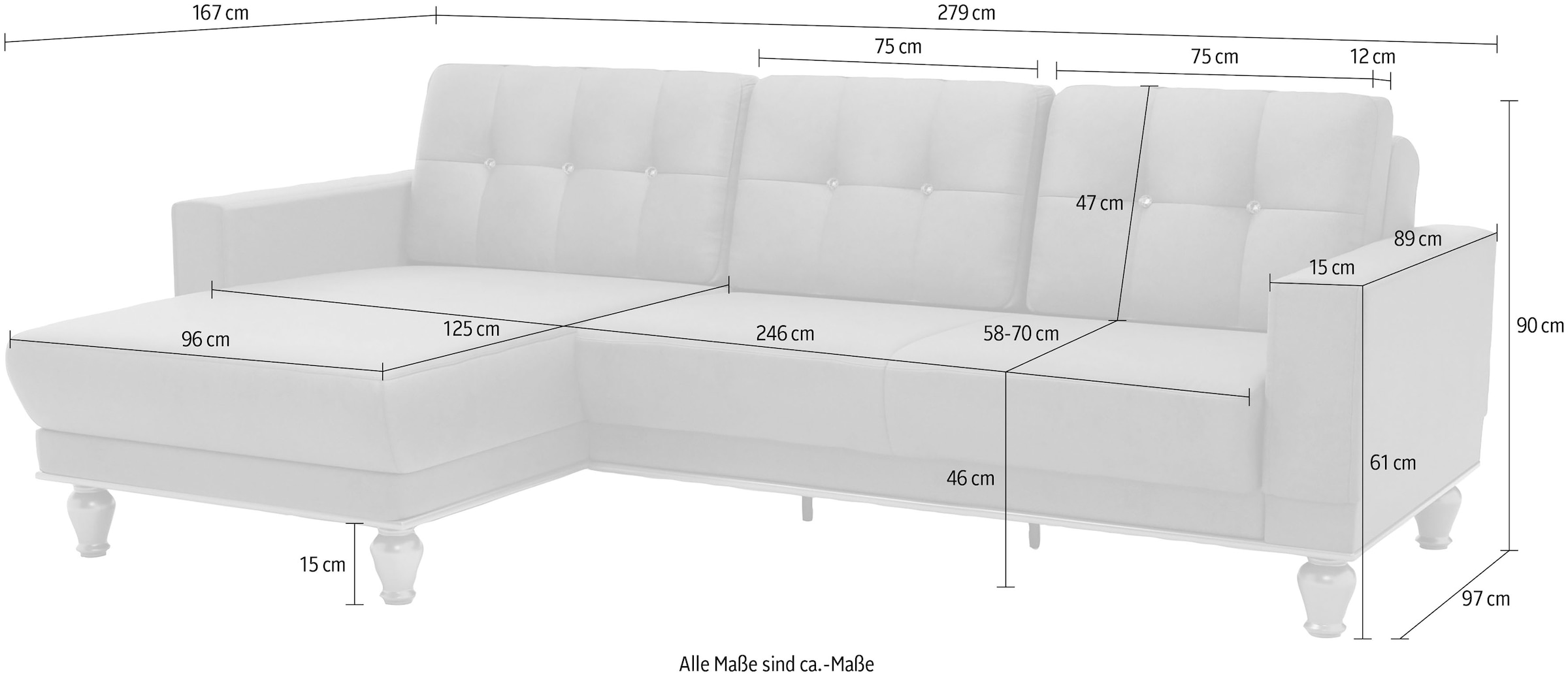 sit&more Ecksofa »Orient 5 L-Form«, mit Strass-Stein, wahlweise mit Bettfunktion und Bettkasten