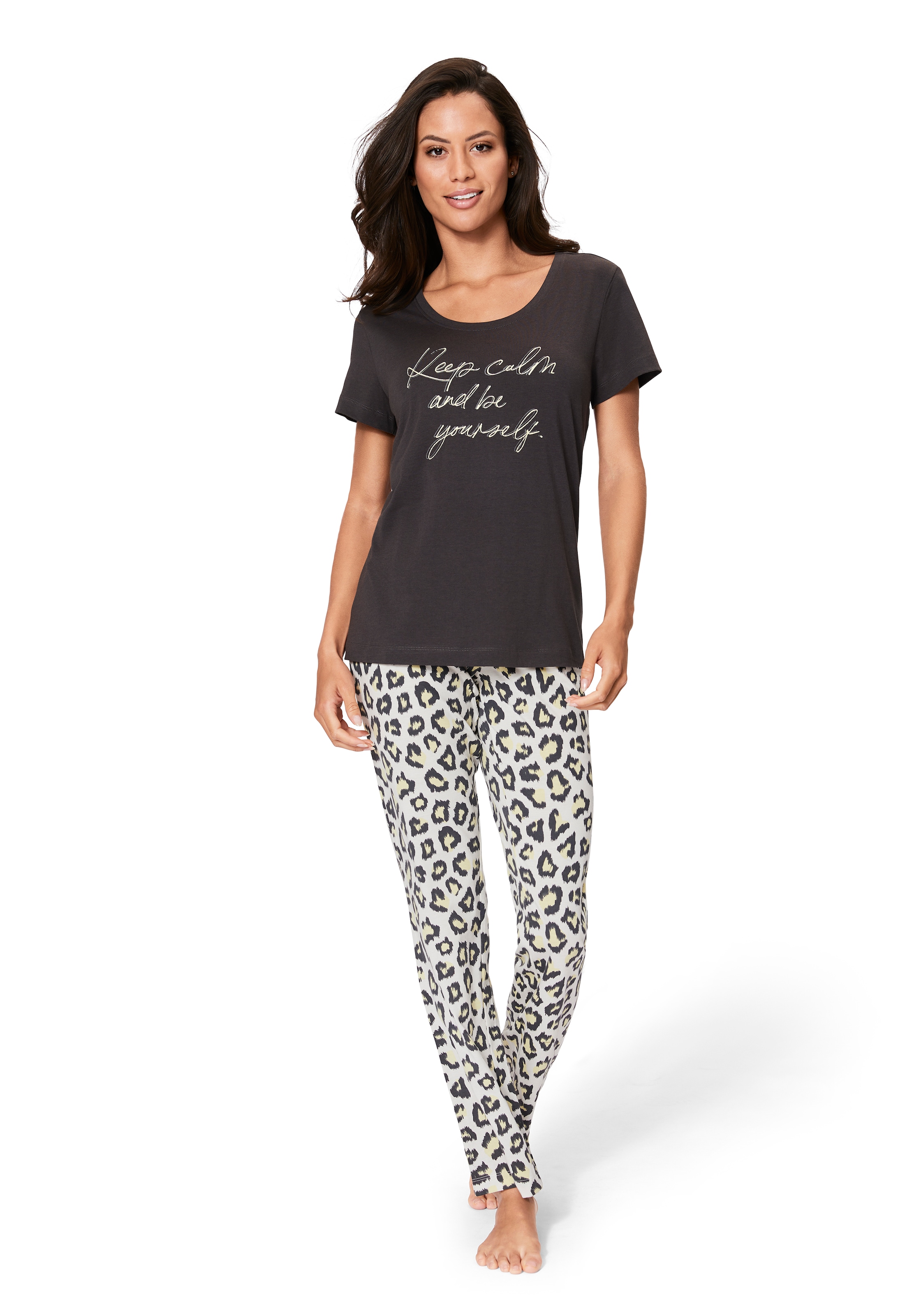 Vivance Dreams Pyjama, (Packung, 3 teilig), mit Leo-Print
