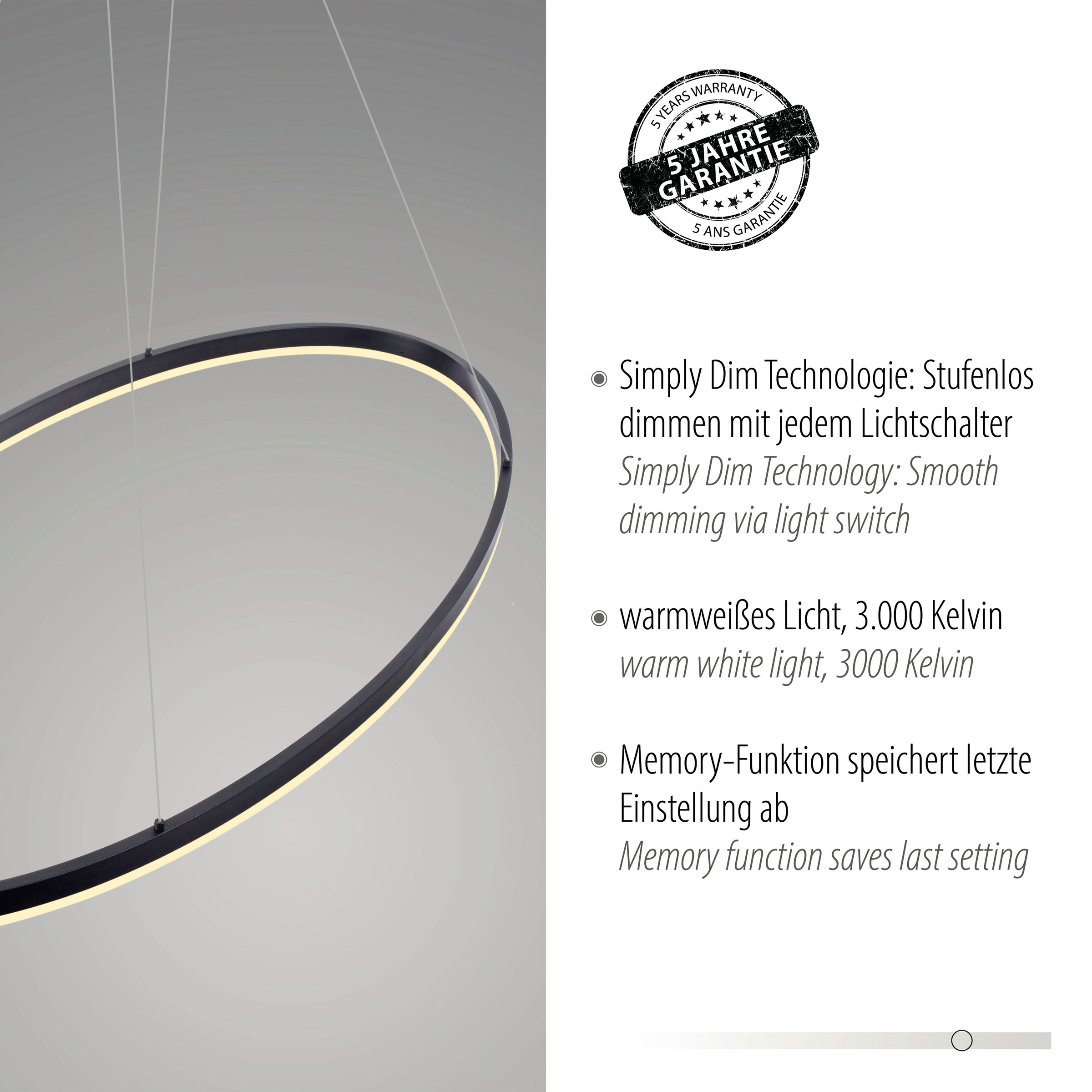 Paul Neuhaus Pendelleuchte »TITUS« LED-Board 1 Stk. Warmweiß LED, Simply Dim