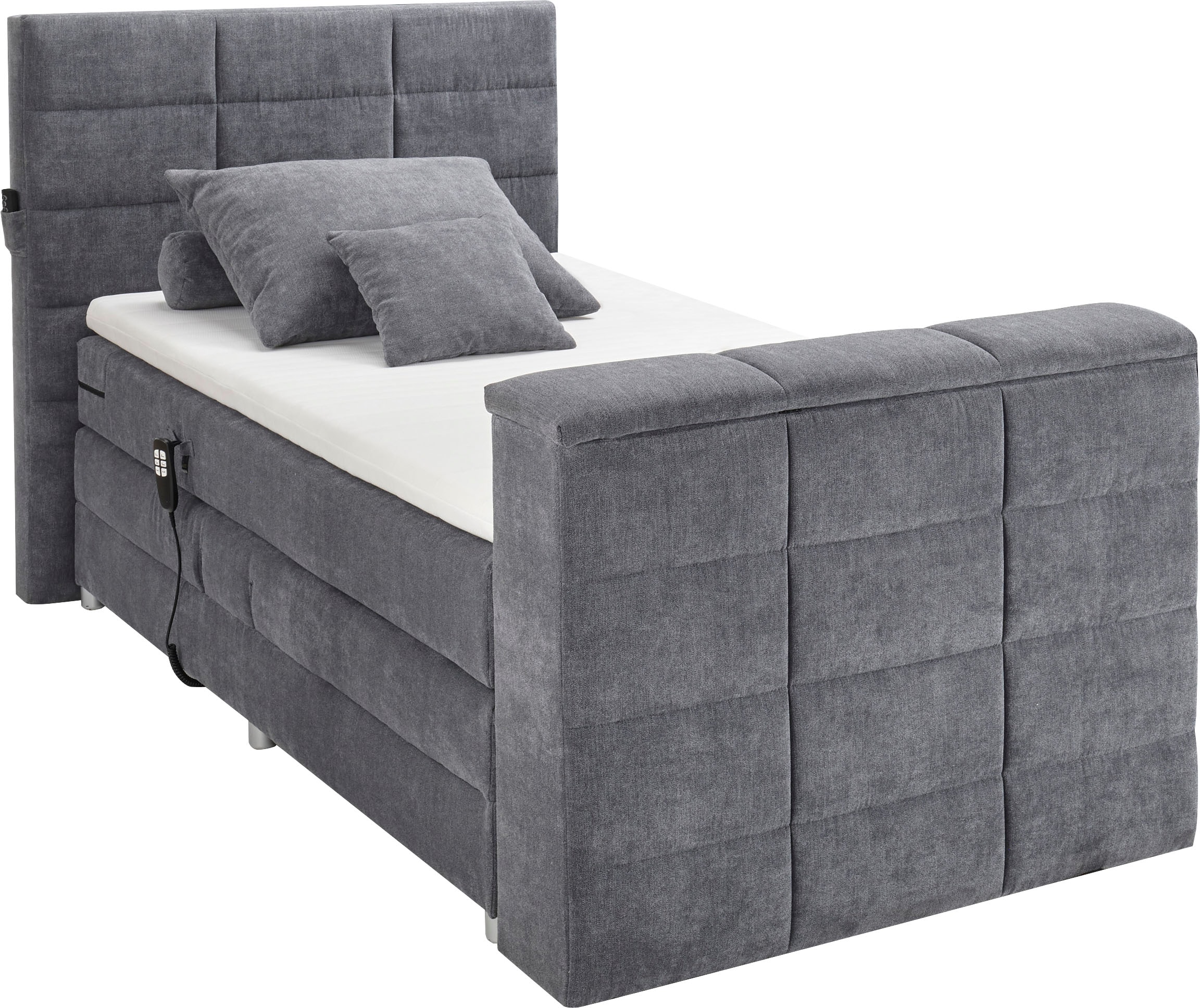 ED EXCITING DESIGN Boxspringbett »Denver«, inkl. Motorverstellung, Duo-Matratze, Topper, und motorisierter TV-Halterung bis 40 Zoll