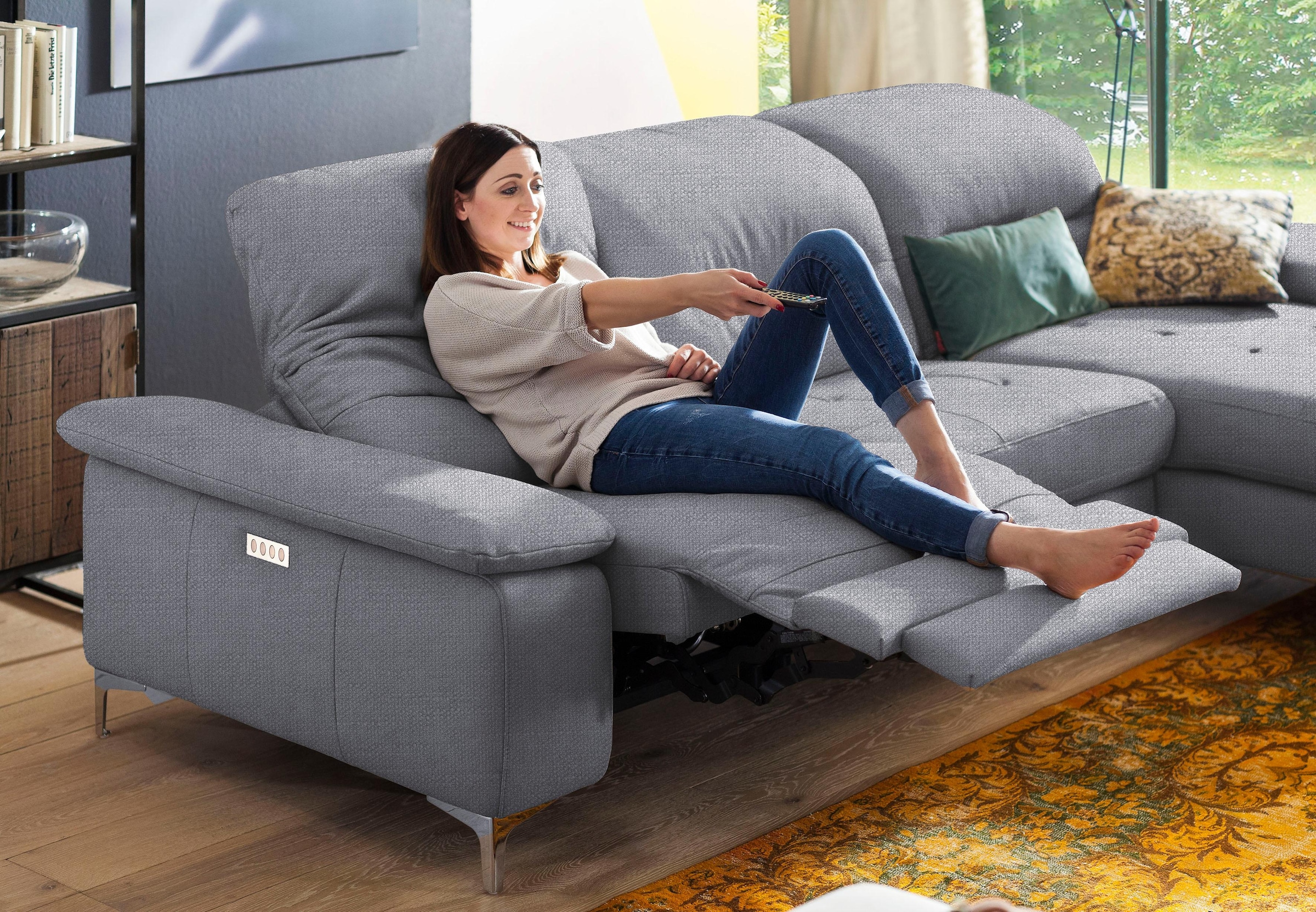Home affaire Ecksofa »Basel L-Form« mit vollmotorischer Relaxfunktion und motorischer Recamiere
