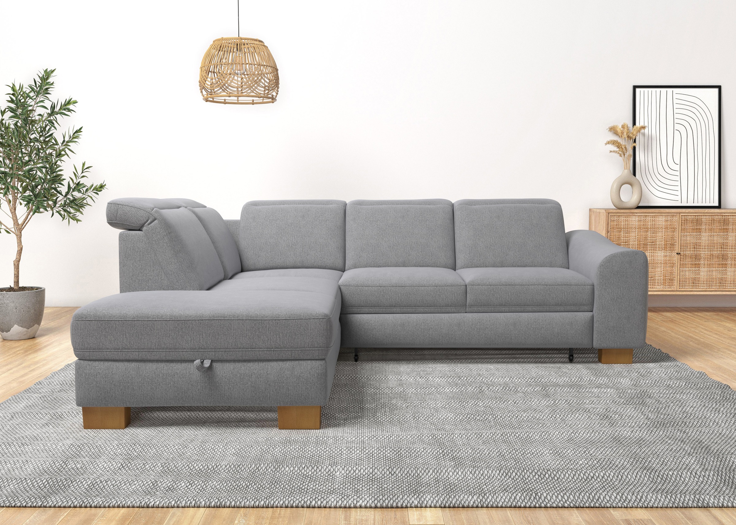 Home affaire Ecksofa »Dundee L-Form«, wahlweise mit Kopfteilverstellung und zusätzlich mit Bettfunktion