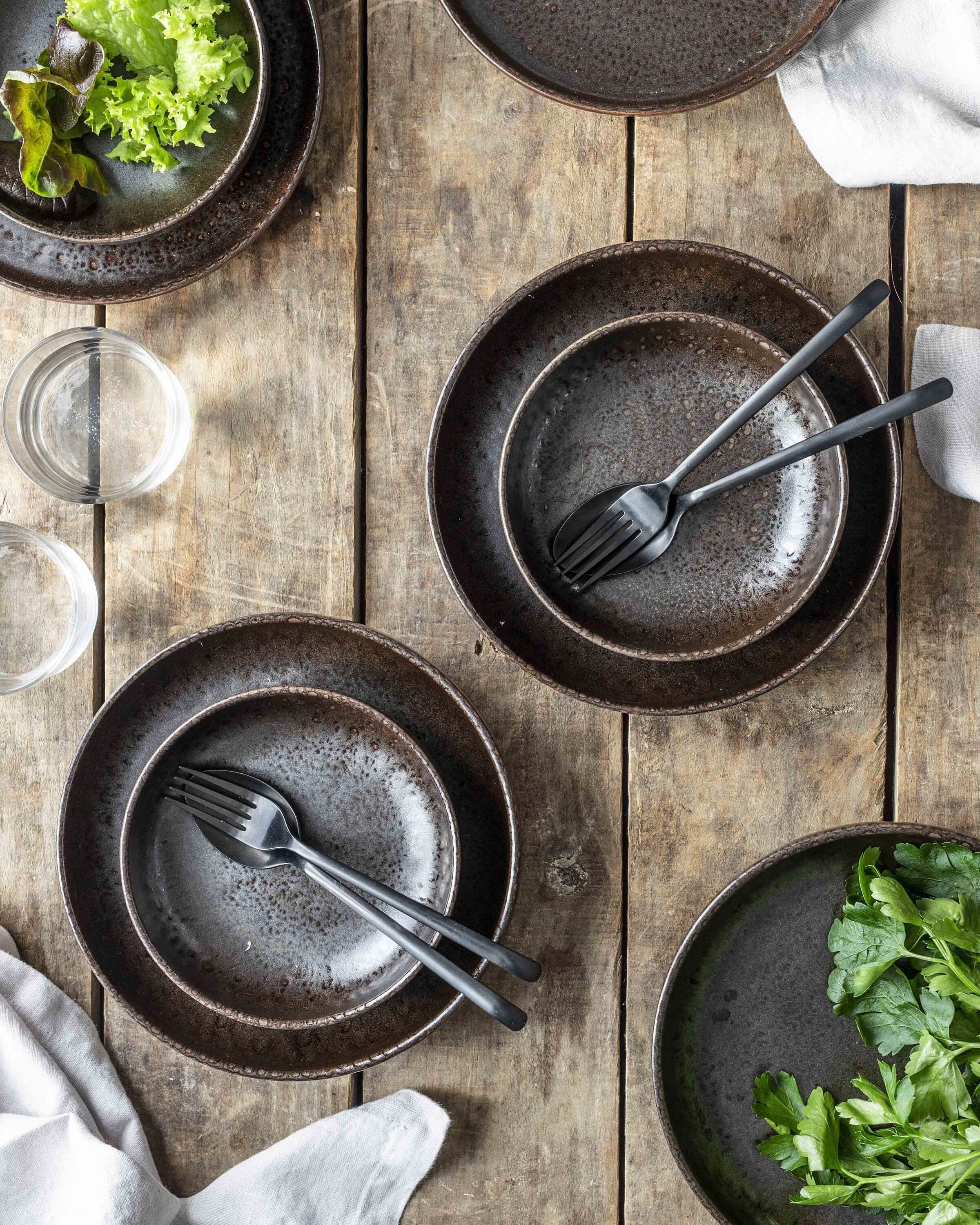 gipfelstück Dessertteller »Glockenklang«, (Set, 4 St.), Scandi-Style, glänzende Reaktivglasur, jedes Stück ein Unikat