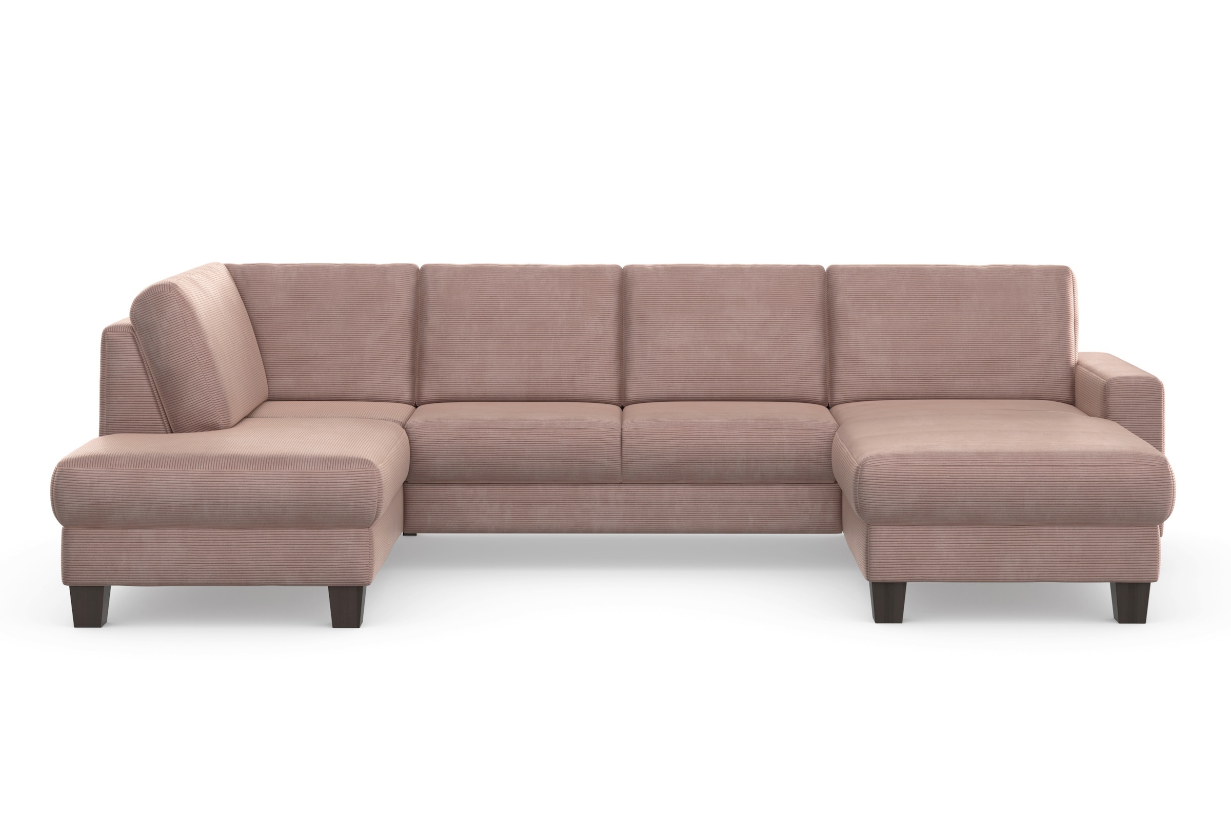 Home affaire Wohnlandschaft »Summer U-Form« mit oder ohne Bettfunktion und Bettkasten, wengefarbene Holzfüße