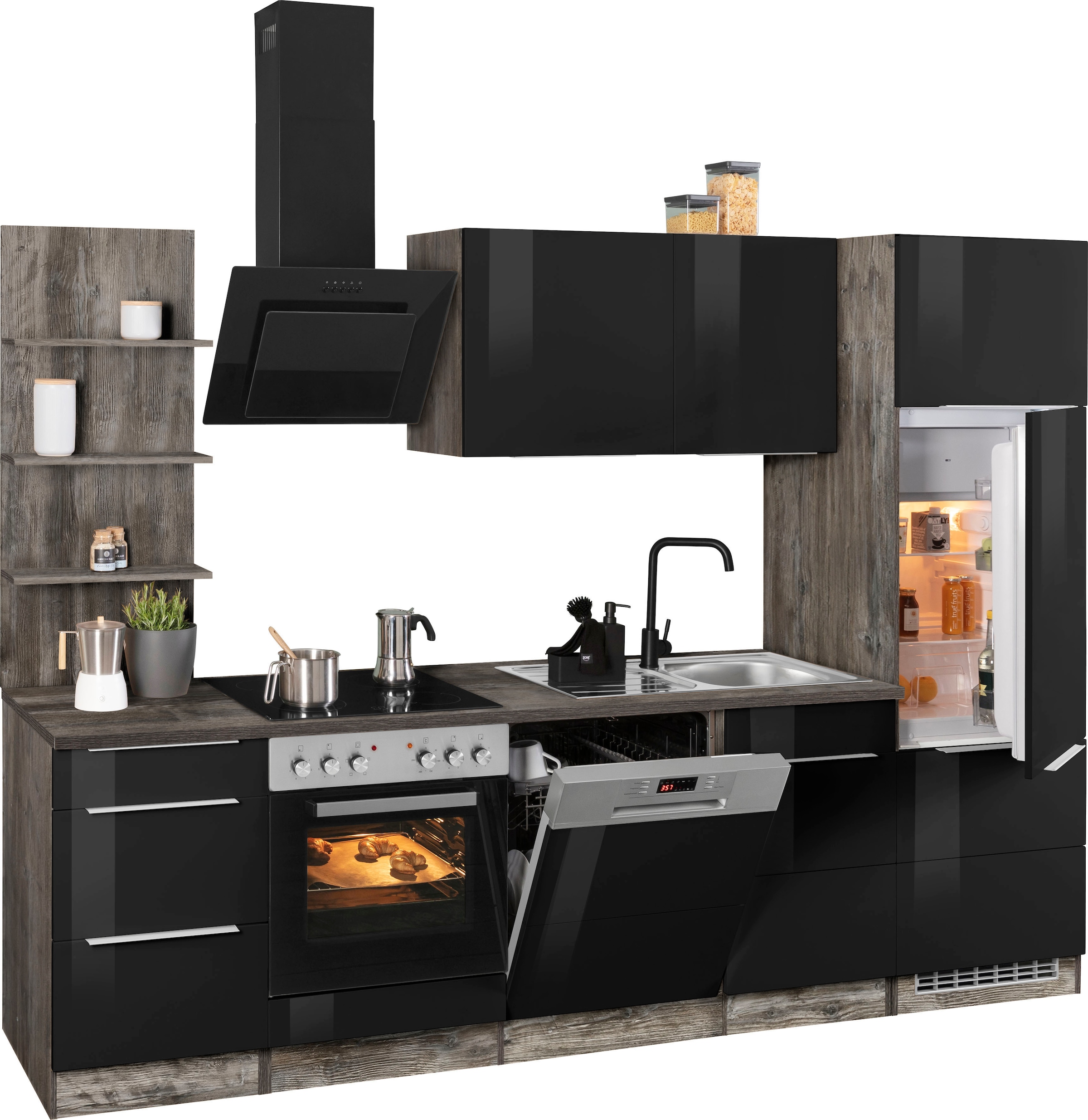 HELD MÖBEL Küchenzeile »Brindisi«, mit E-Geräten, Breite 280 cm online  kaufen | Küchenzeilen mit Geräten