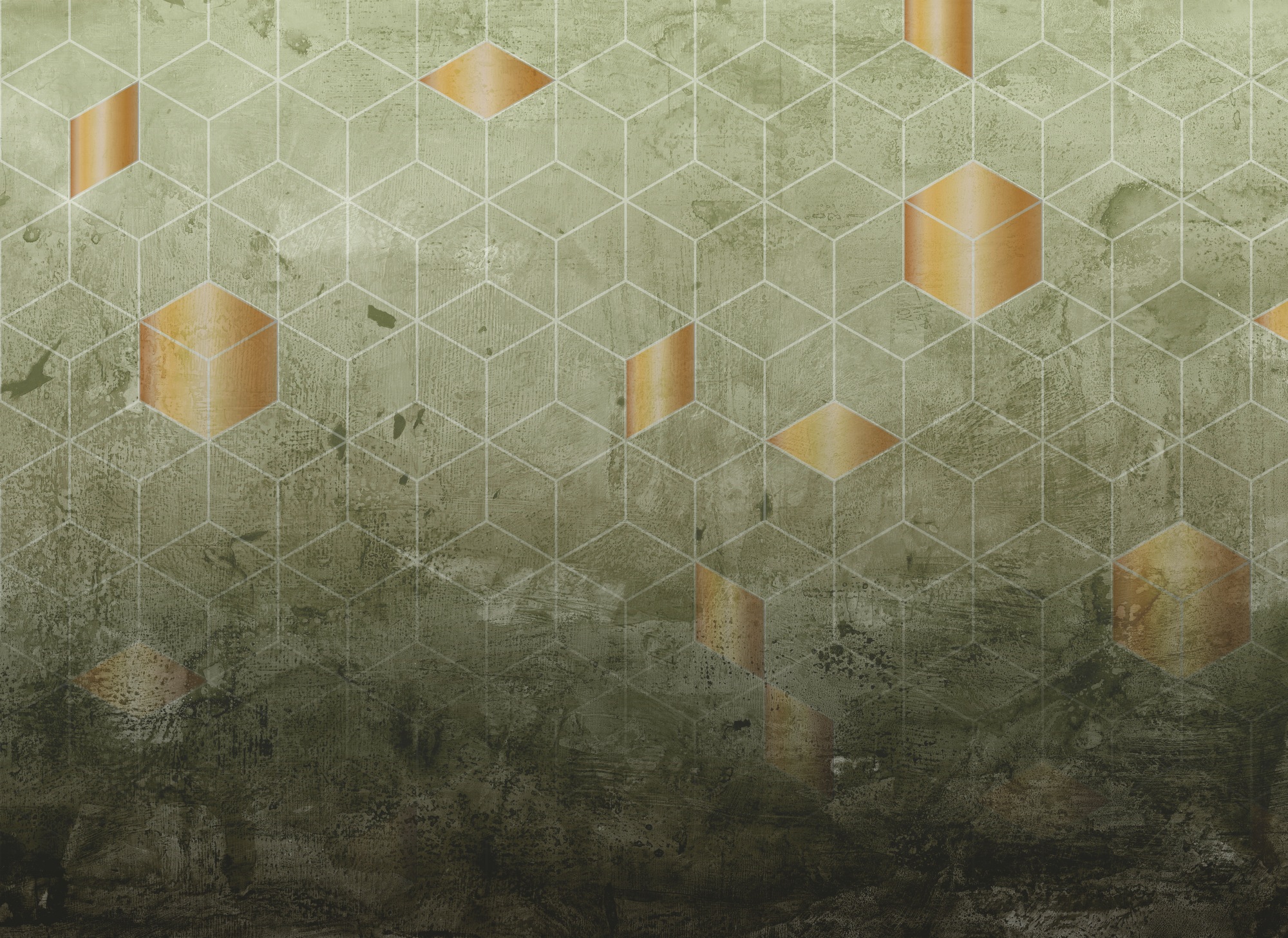 A.S. Création Vliestapete »Fototapete Geometrie Gold Grün Hexagon Betonopti günstig online kaufen