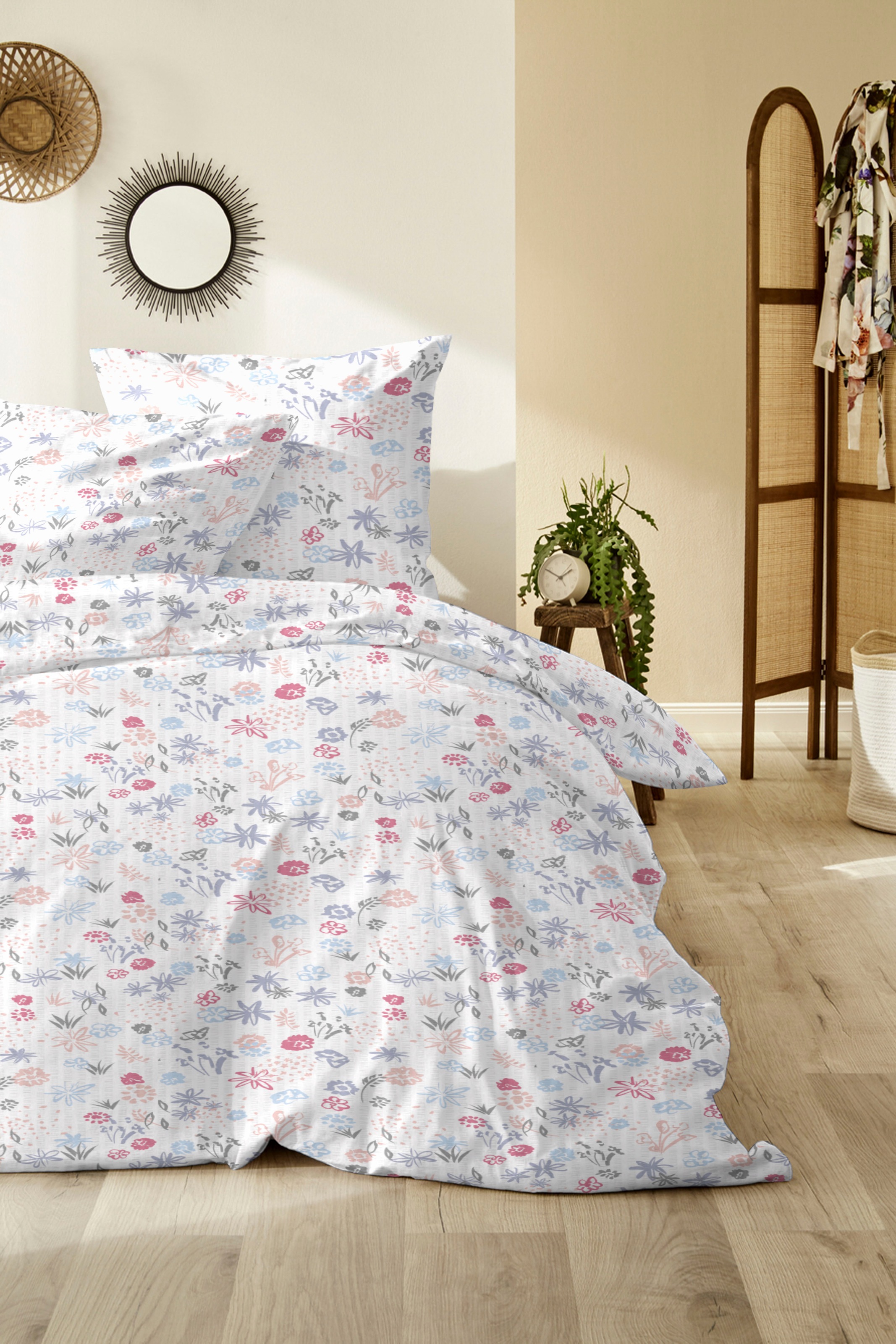 Primera Bettwäsche »Primera Soft-Seersucker-Bettwäsche Blümchen«, mit bunte günstig online kaufen