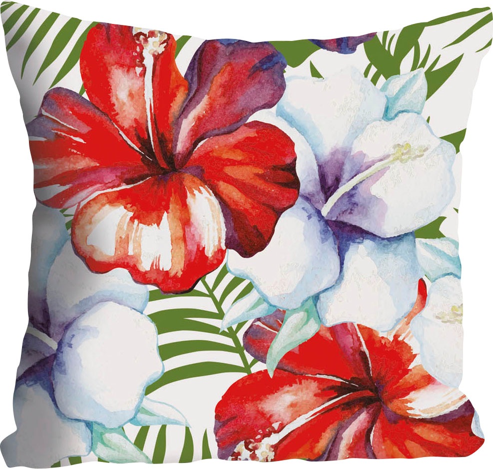 queence Dekokissen »Liam«, Kissenhülle,Hibiscusblüten,Florales Muster,Tropi günstig online kaufen