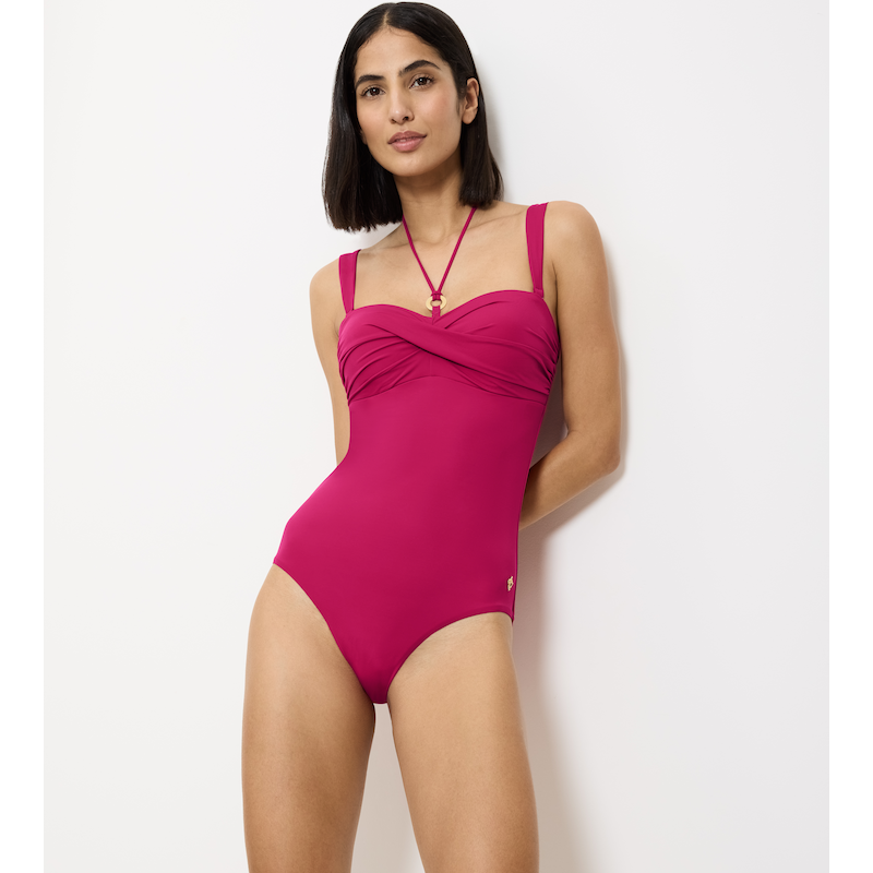 TRIUMPH Badeanzug »Summer Twist« softes Material, Zierring, schnelltrocknende Cups BERRY 44 - Cup B Cup B 44 Gepolsterter Badeanzug